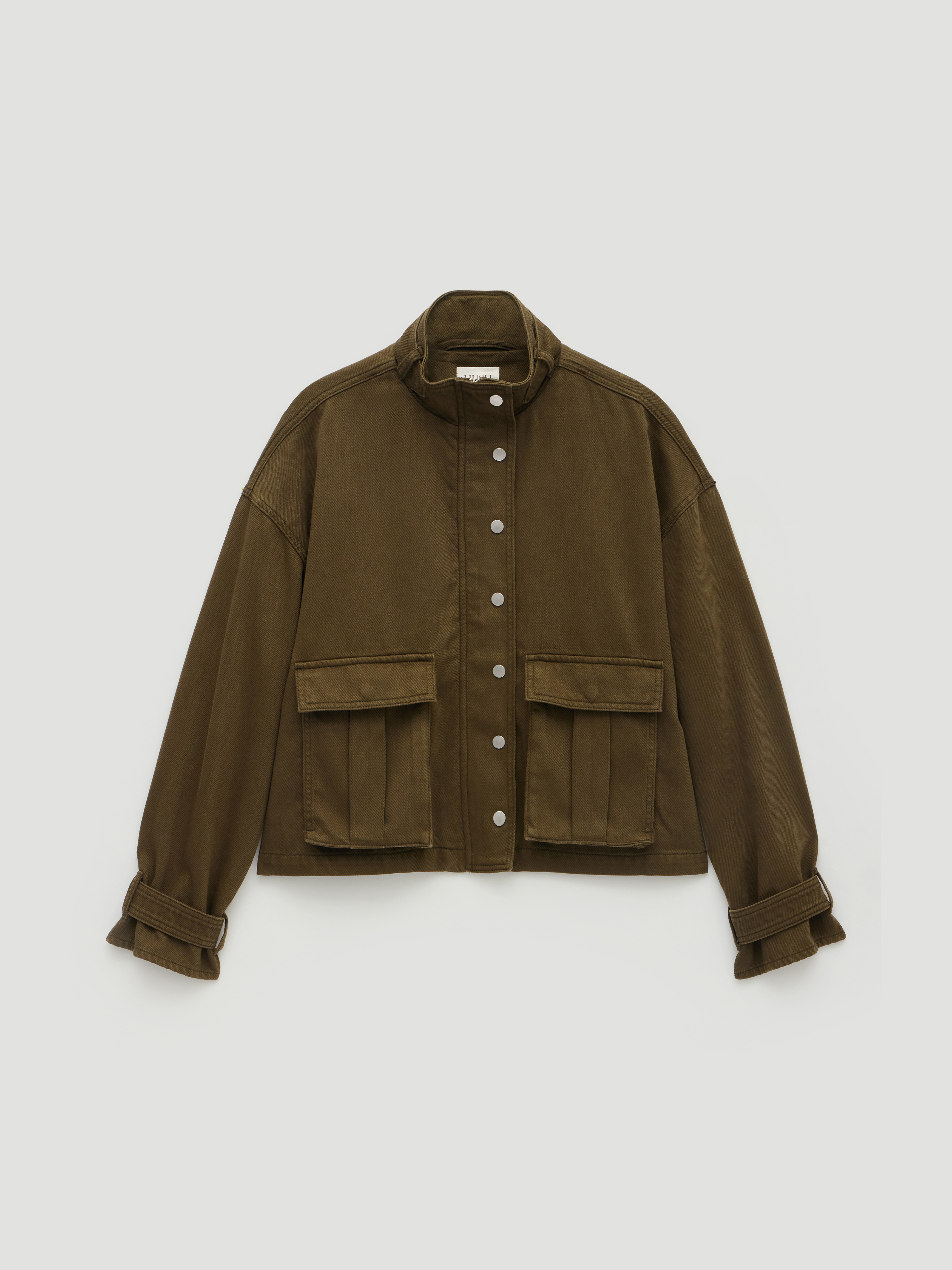 10YC Utility Jacket Lサイズ オリーブ Melinda Supersoft Relaxed Funnel Neck Utility Jacket | Khaki | hush