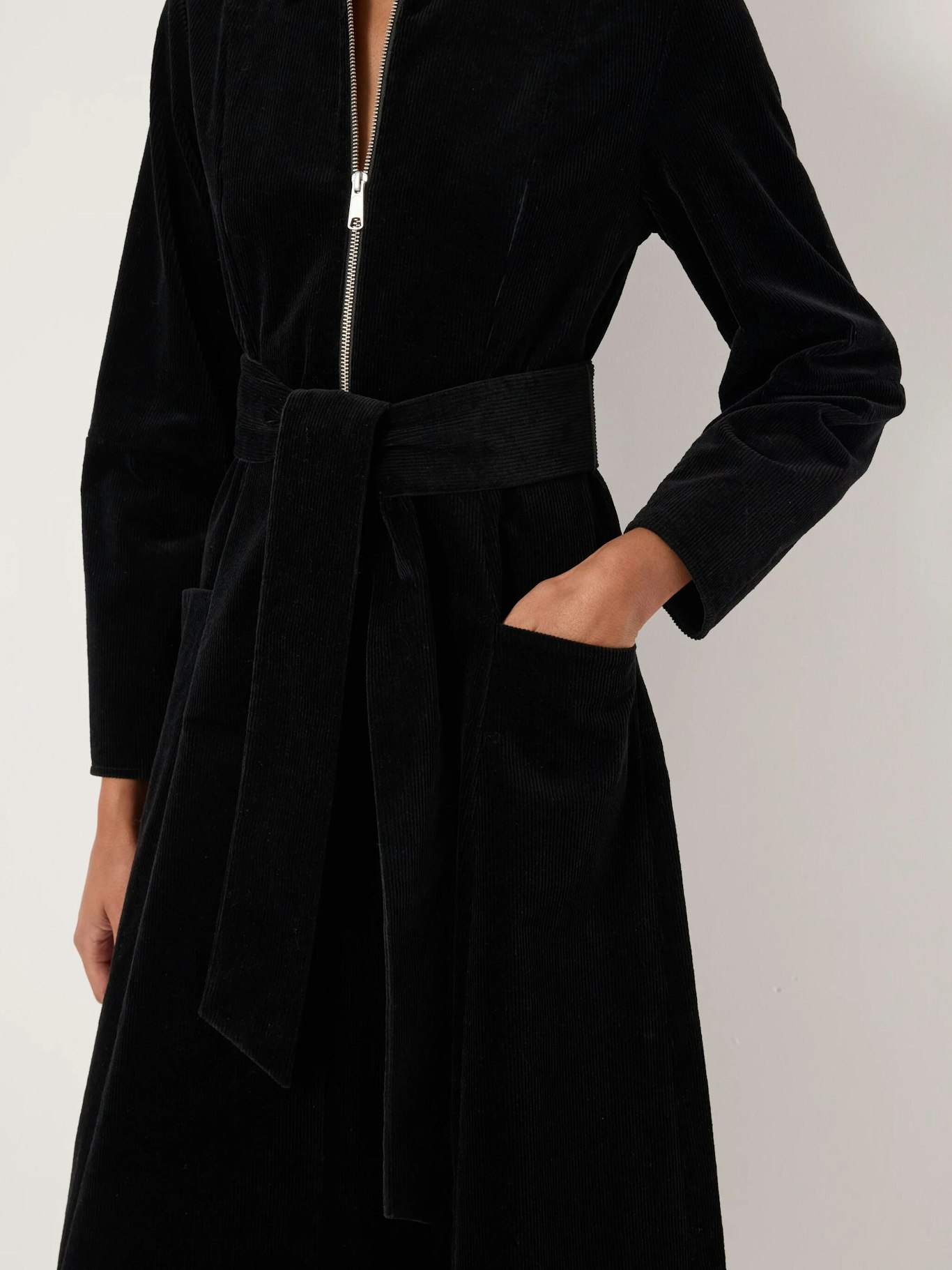 013789-0456-03 Cotton Cord Long Sleeve Midi Dress