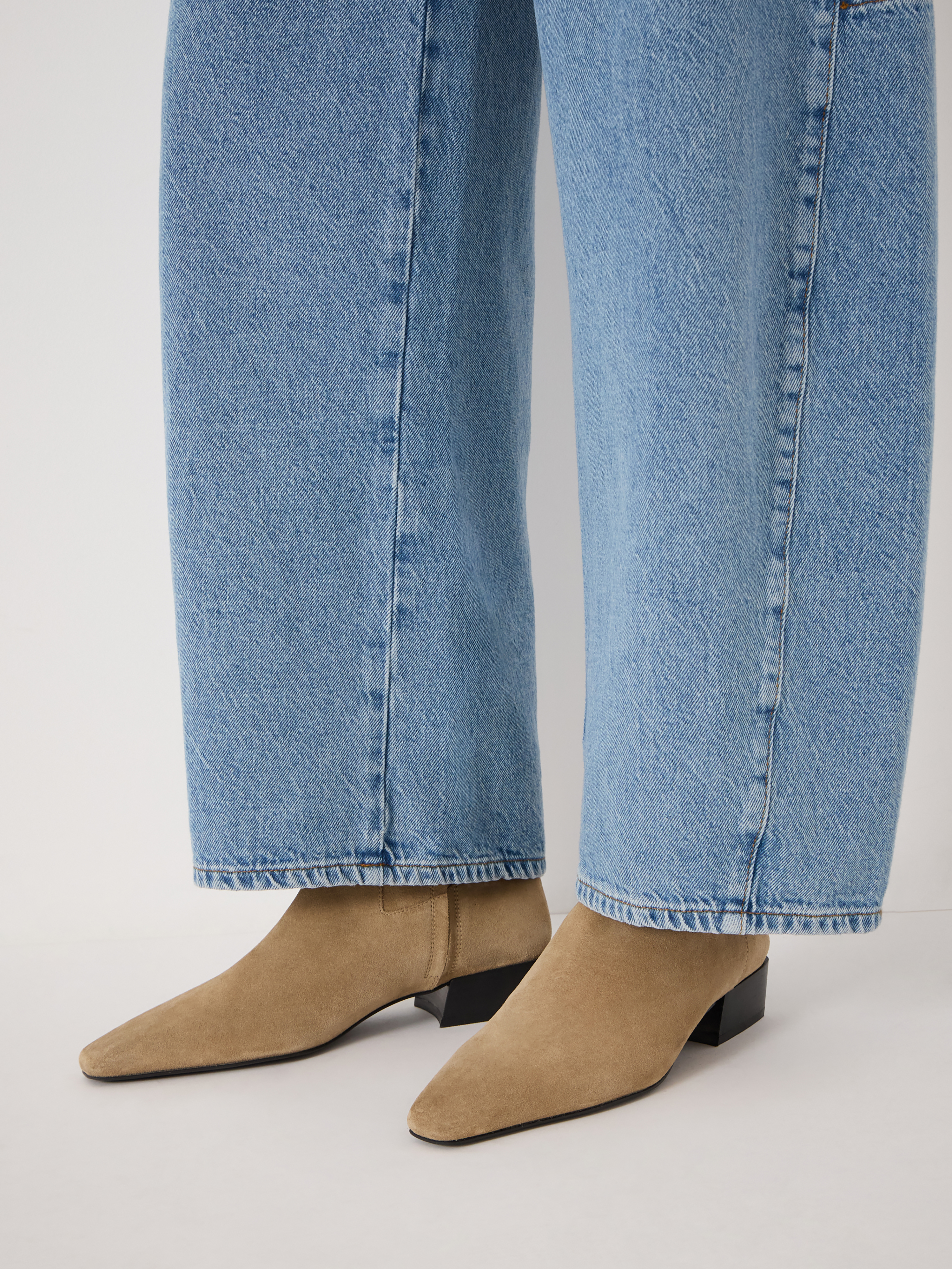 Suede Square-Toe Boots