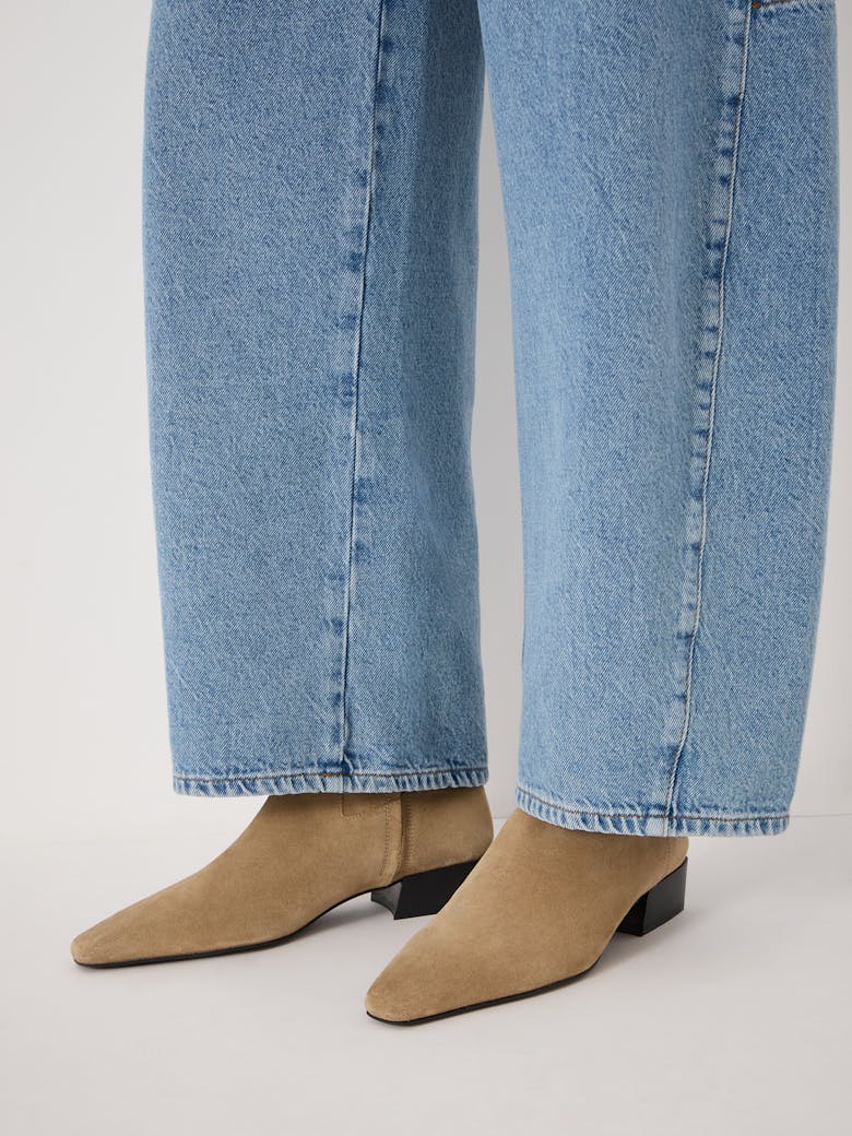 Suede Square-Toe Boots