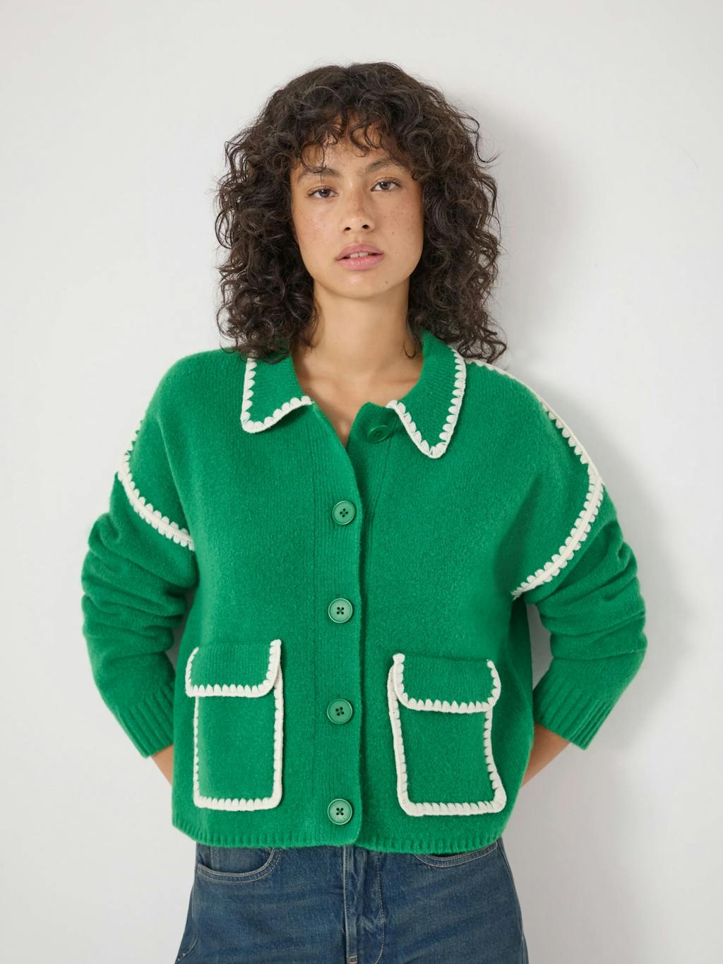 014403-2159-01 Wool Blend Whipstitch Trim Shirt Jacket