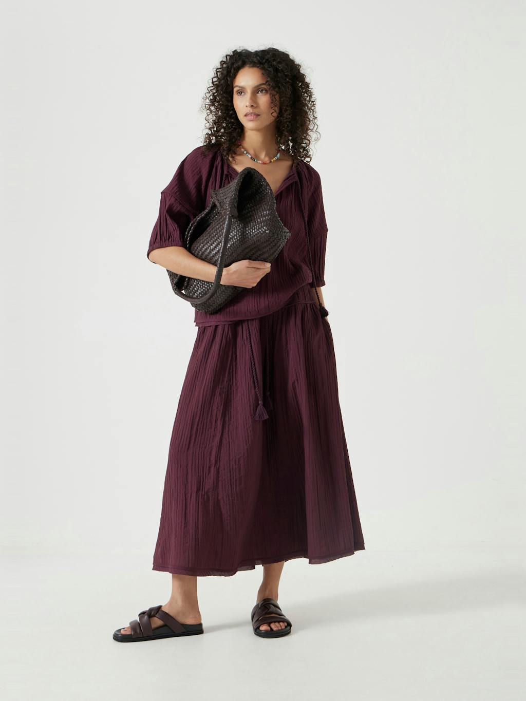 013418-3278-01 Gathered Detail Midi Skirt