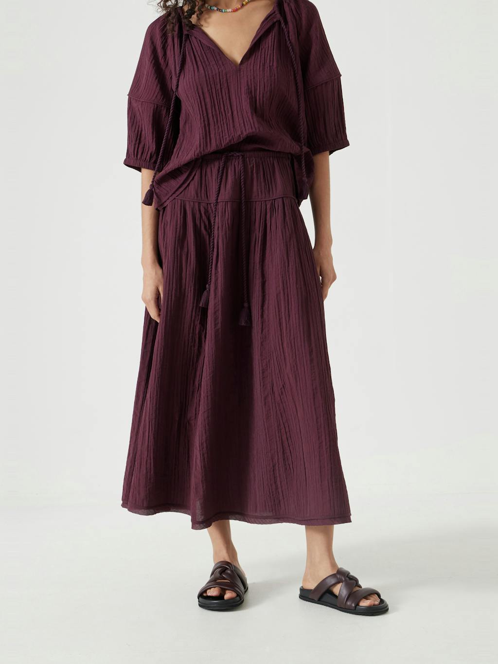 013418-3278-02 Gathered Detail Midi Skirt