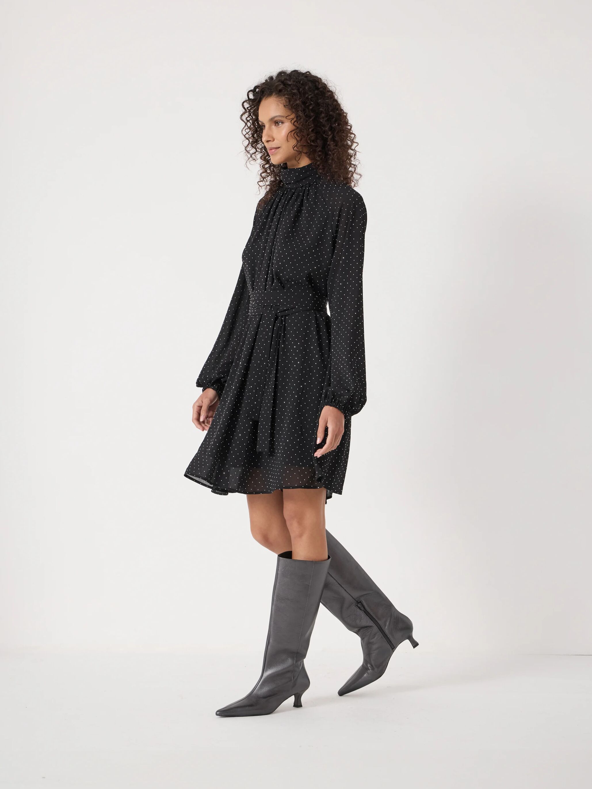 Diamante Chiffon Mini Dress