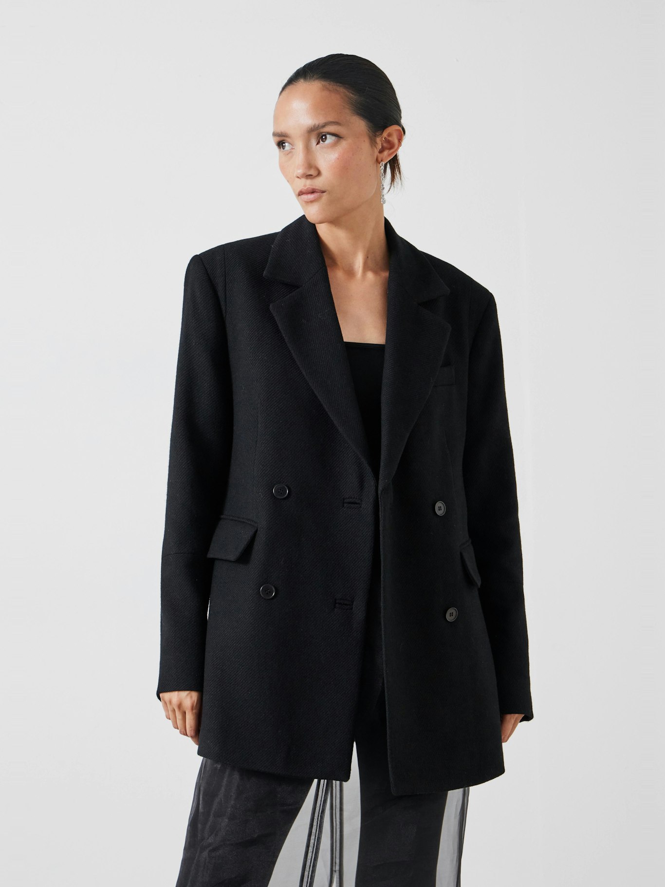012147-0456-01 Clarke Double-Breasted Longline Tailored Blazer