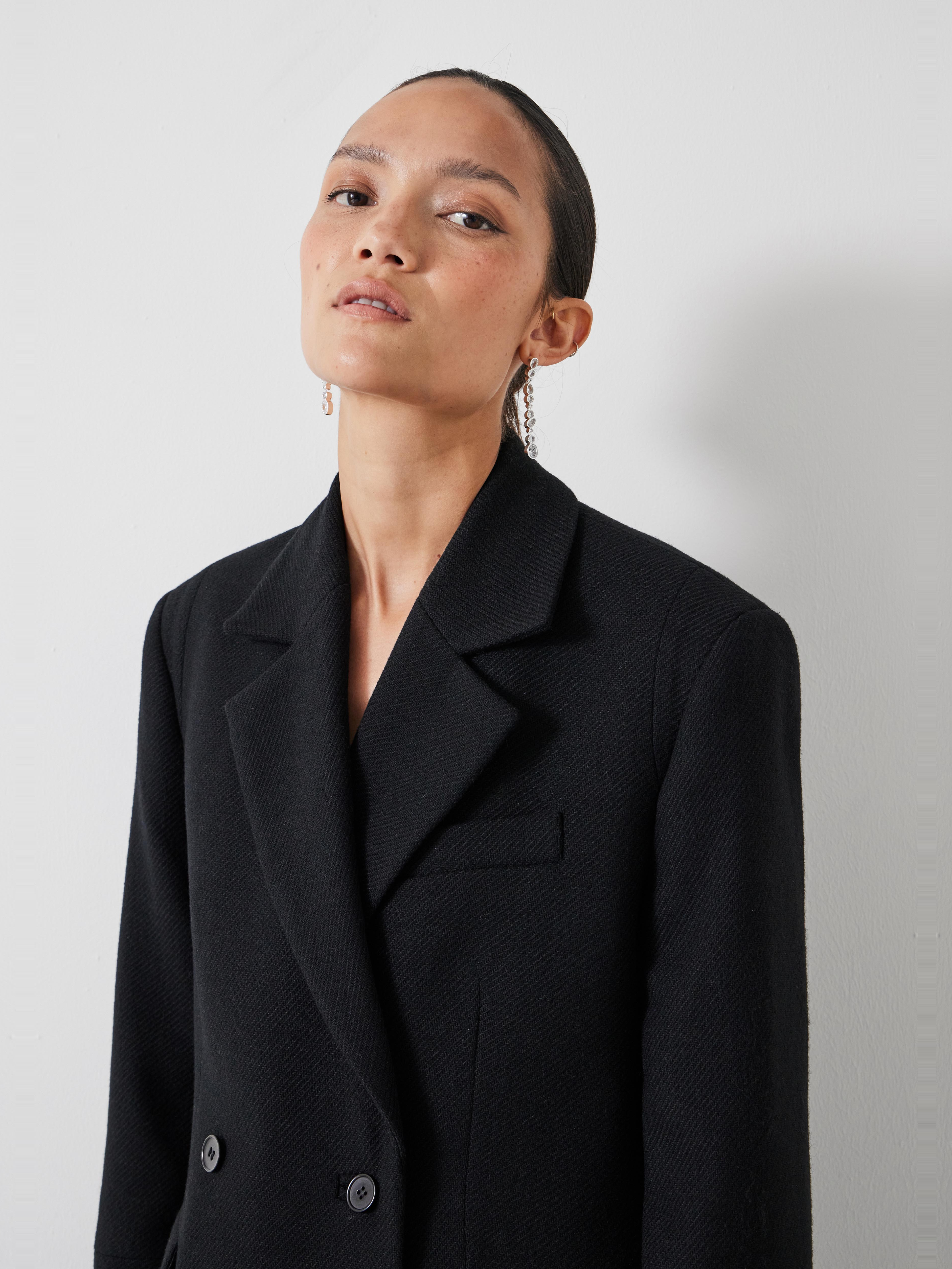 Clarke Double-Breasted Longline Tailored Blazer
