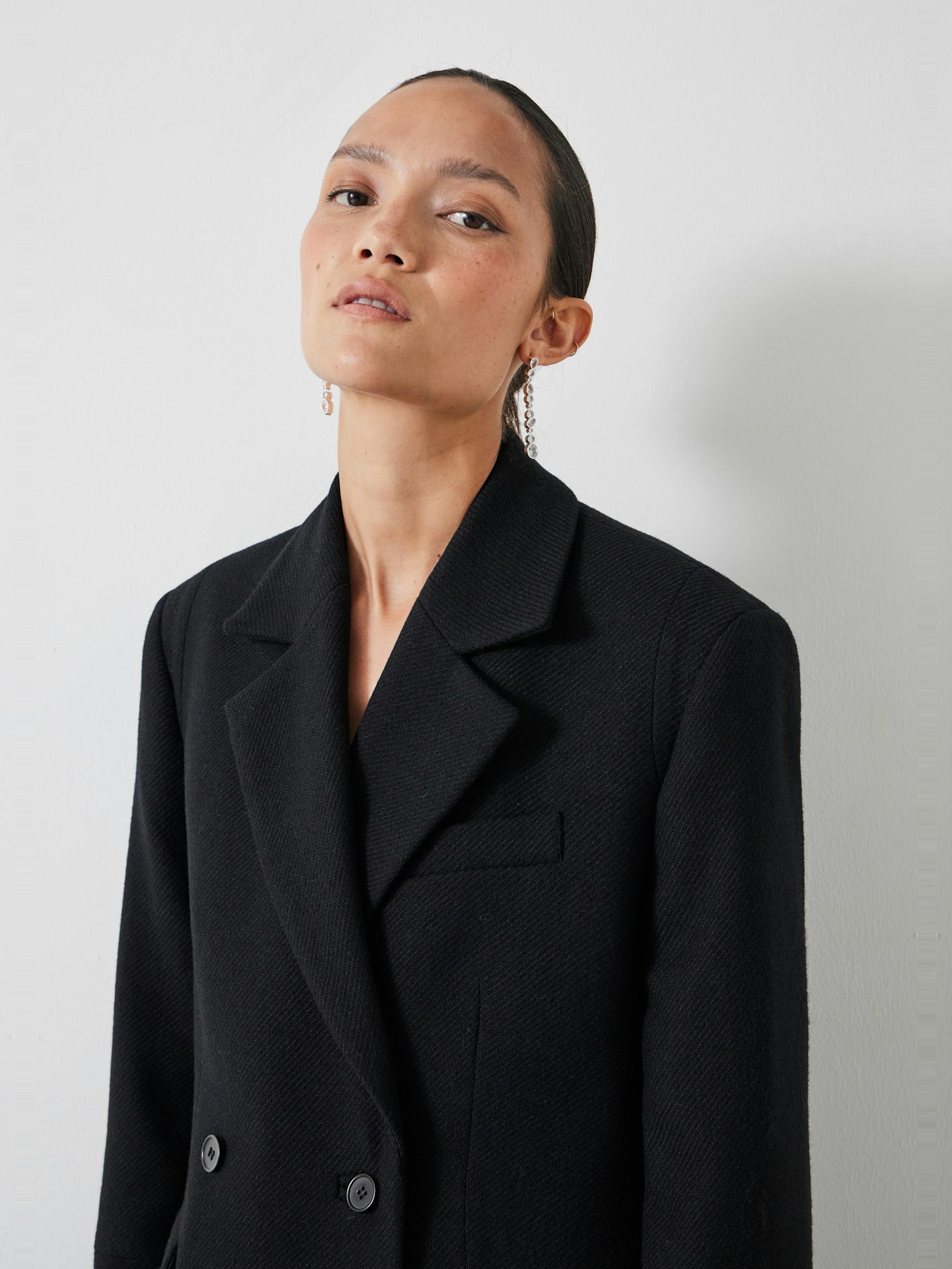 012147-0456-04 Clarke Double-Breasted Longline Tailored Blazer