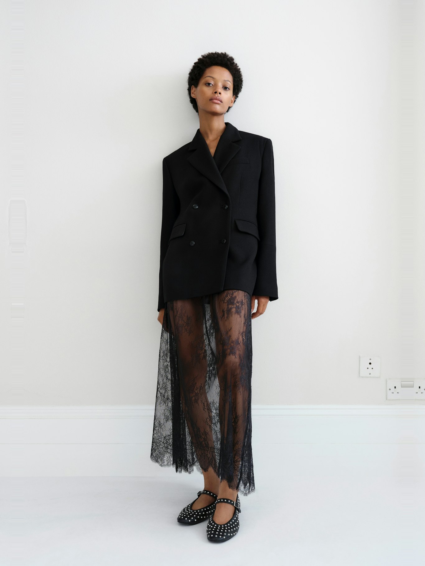 012147-0456-10 Clarke Double-Breasted Longline Tailored Blazer