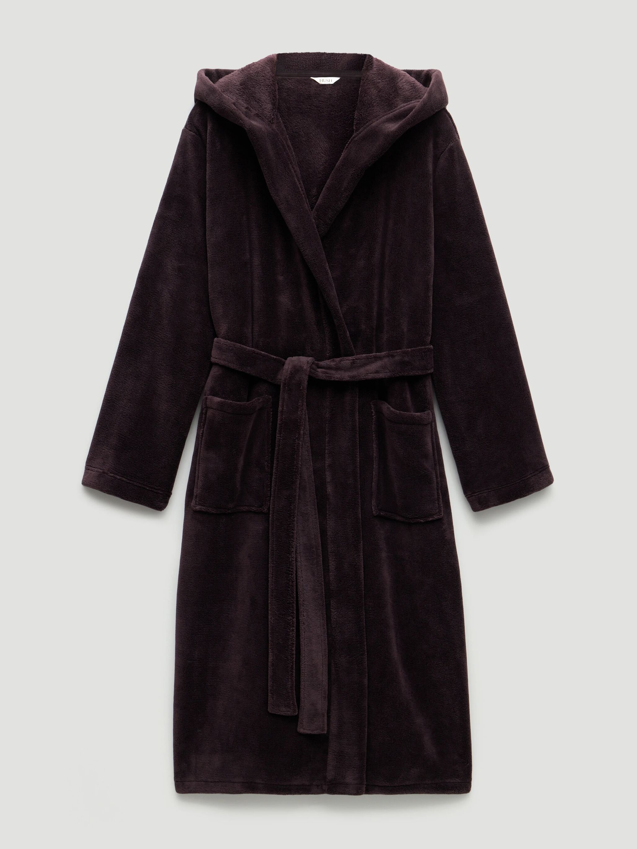 Fluffy Hooded Dressing Gown | Plum Purple | hush