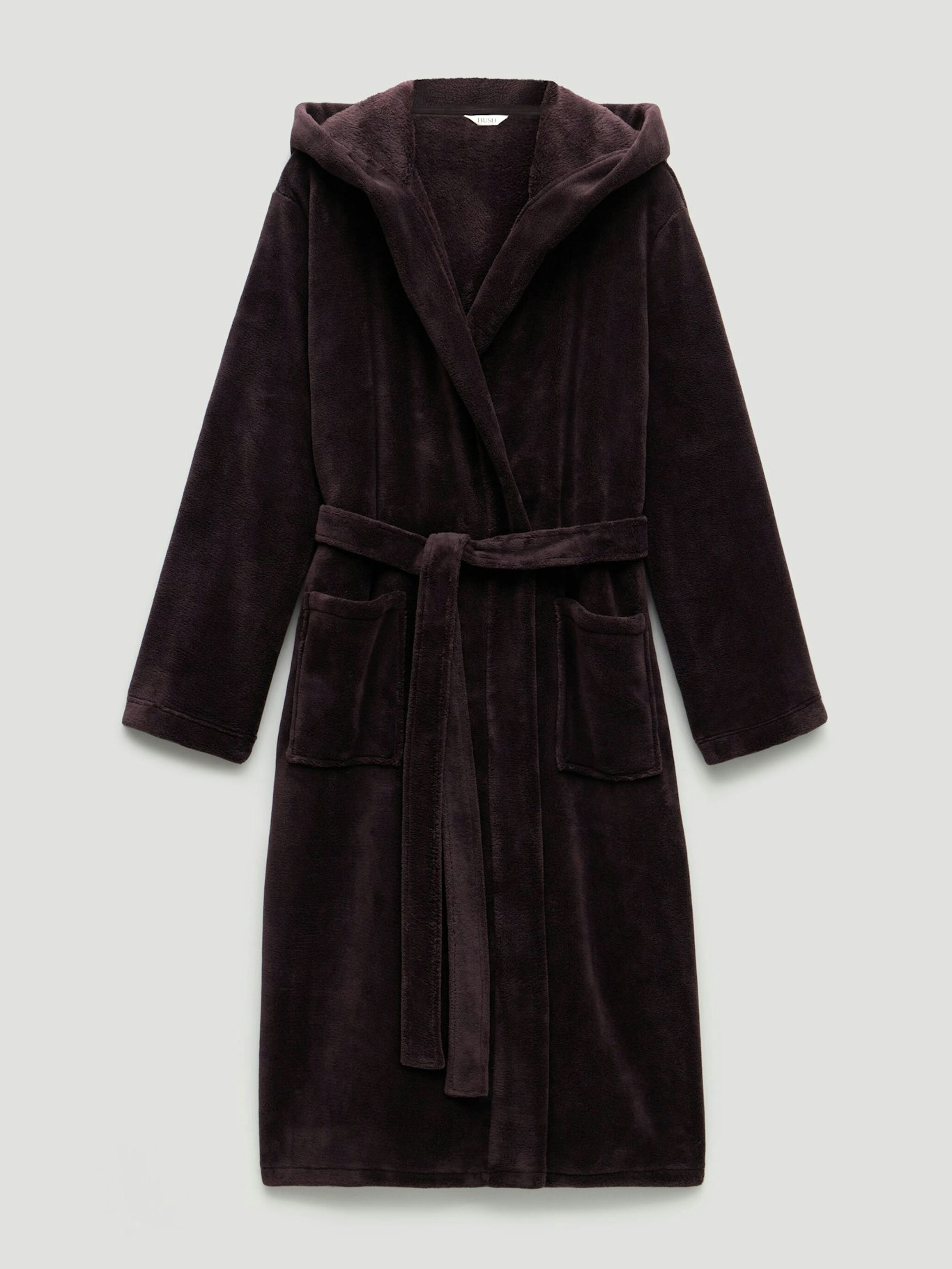 Fluffy Hooded Dressing Gown | Plum Purple | hush Fluffy Hooded Dressing Gown | Plum Purple | hush
