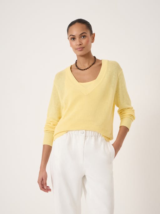 Coralie Linen Blend V Neck Jumper