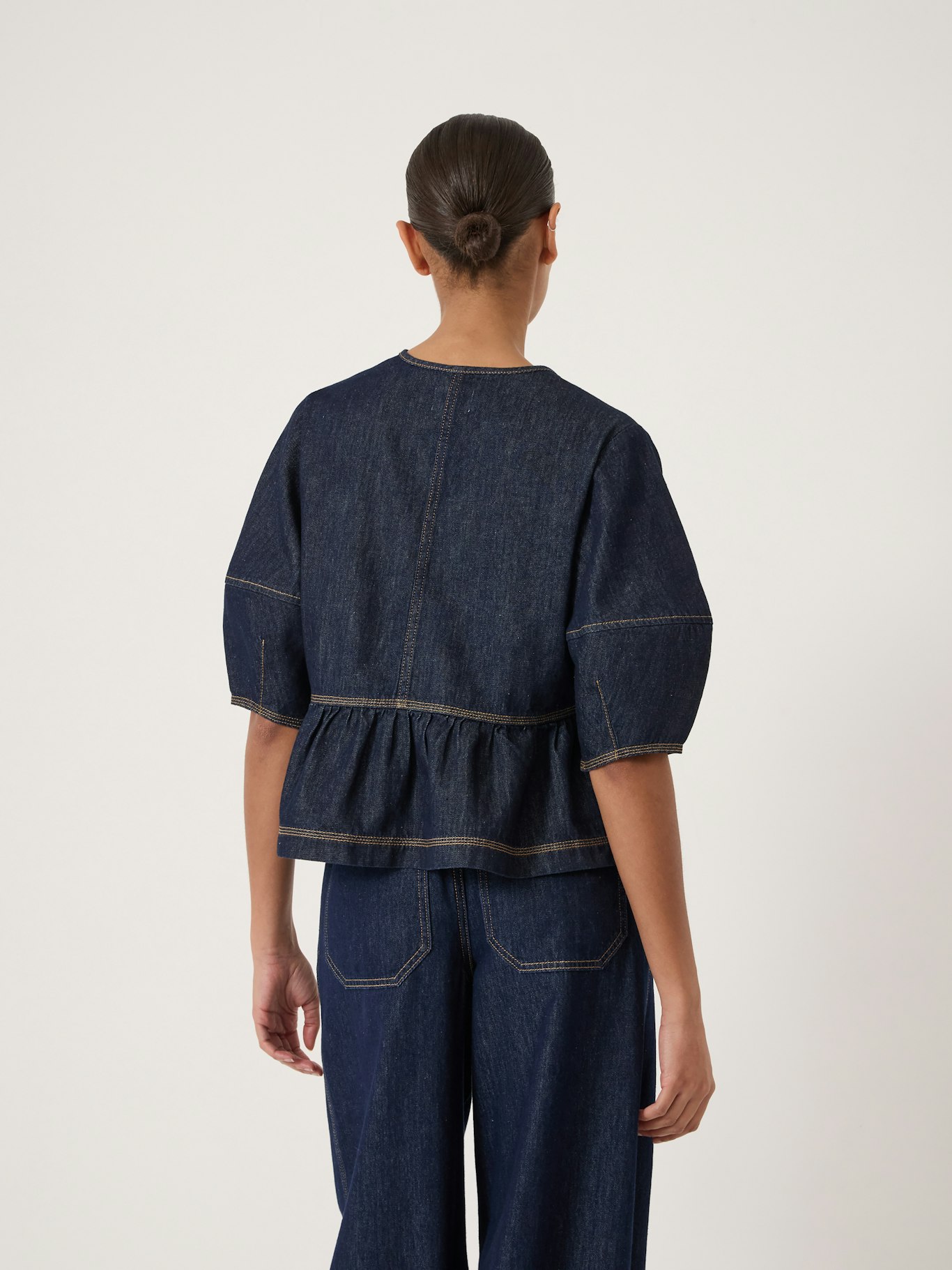 014571-4519-03 Betty Barrel Sleeve Denim Top