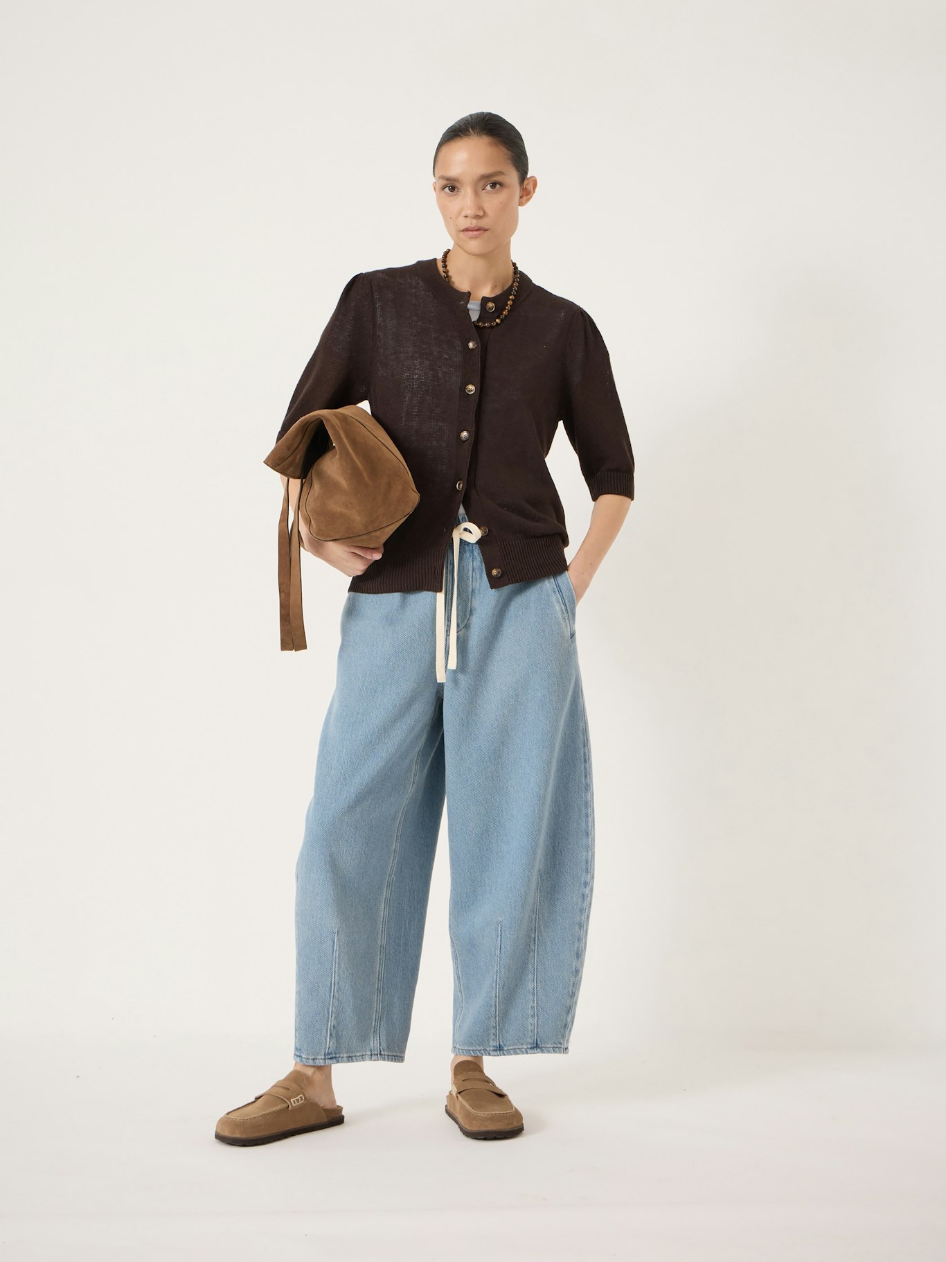 014598-0450-02 Celeste Short Sleeve Linen Blend Cardigan