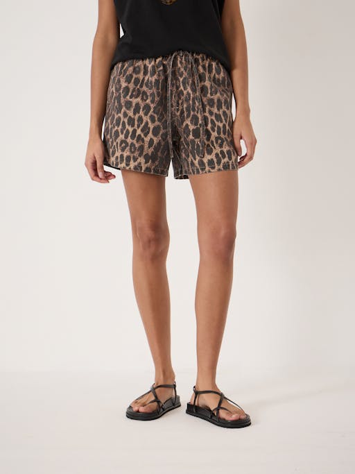 Betty Leopard Pull On Denim Shorts