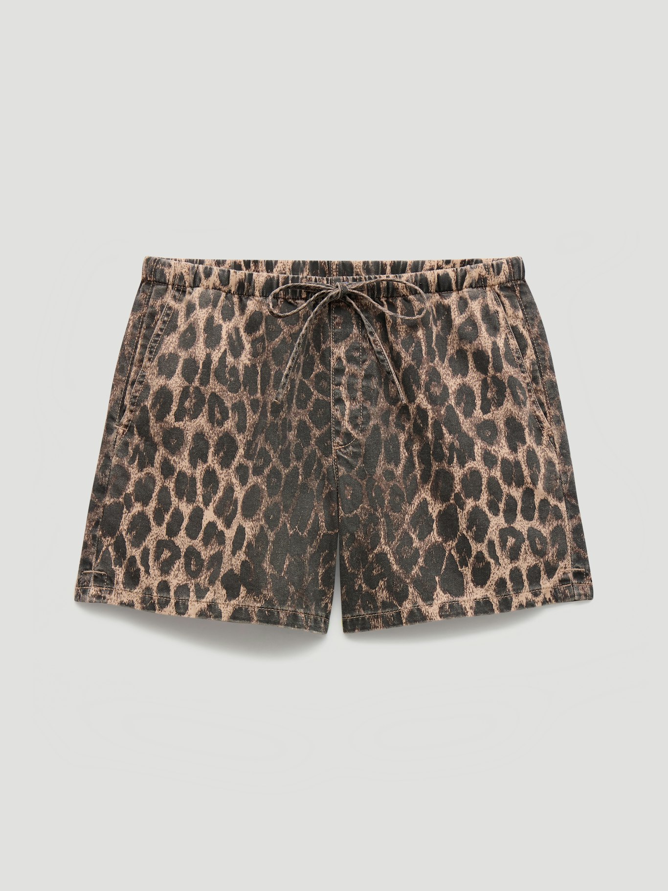 015364-4833-07 Betty Leopard Pull On Denim Shorts