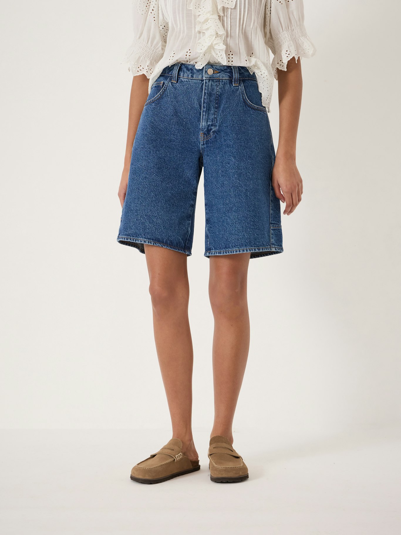 014465-3146-02 Bree Mid-Rise Long Denim Shorts