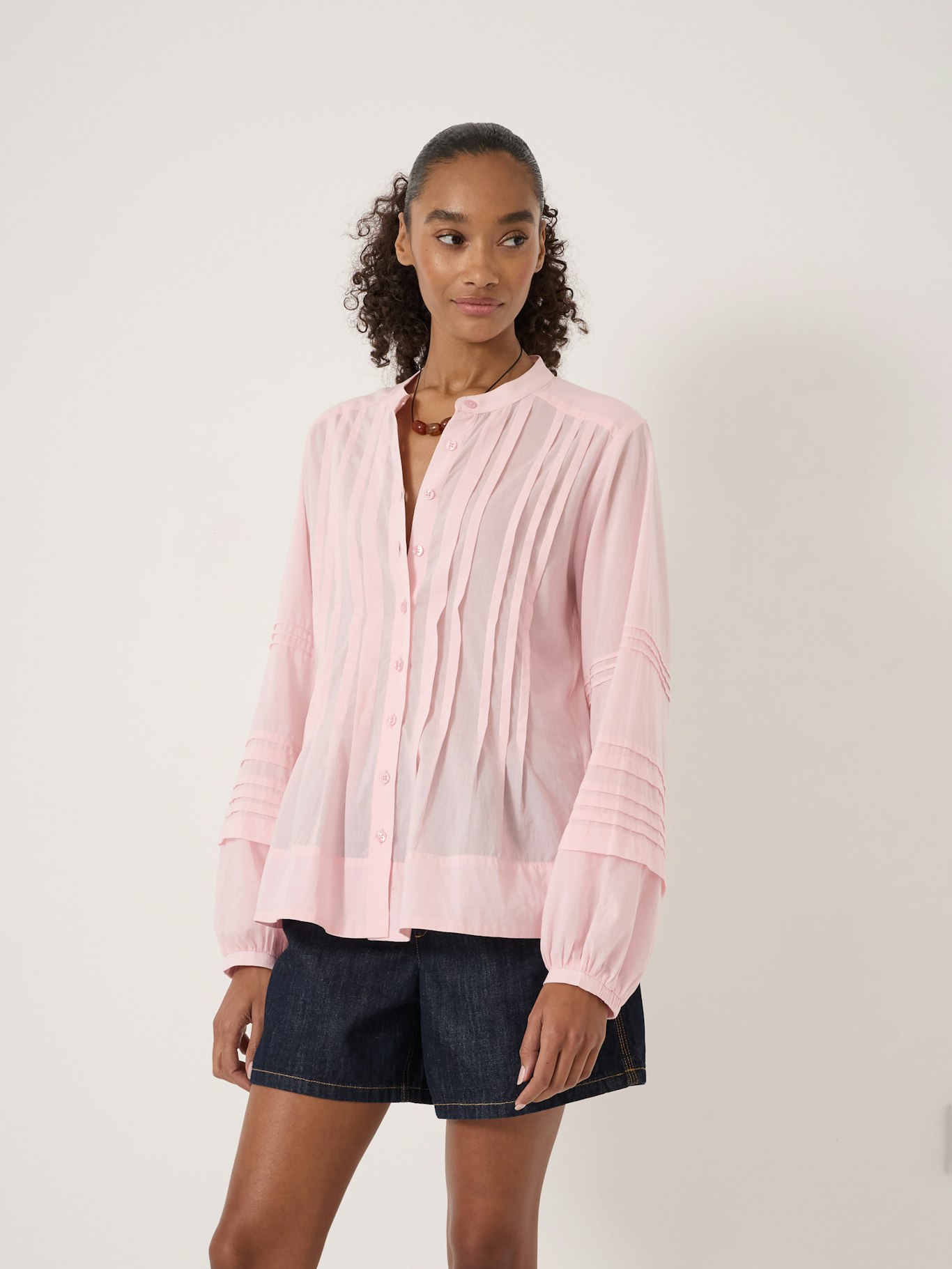 014487-1221-01 Fern Cotton Pintuck Detail Blouse