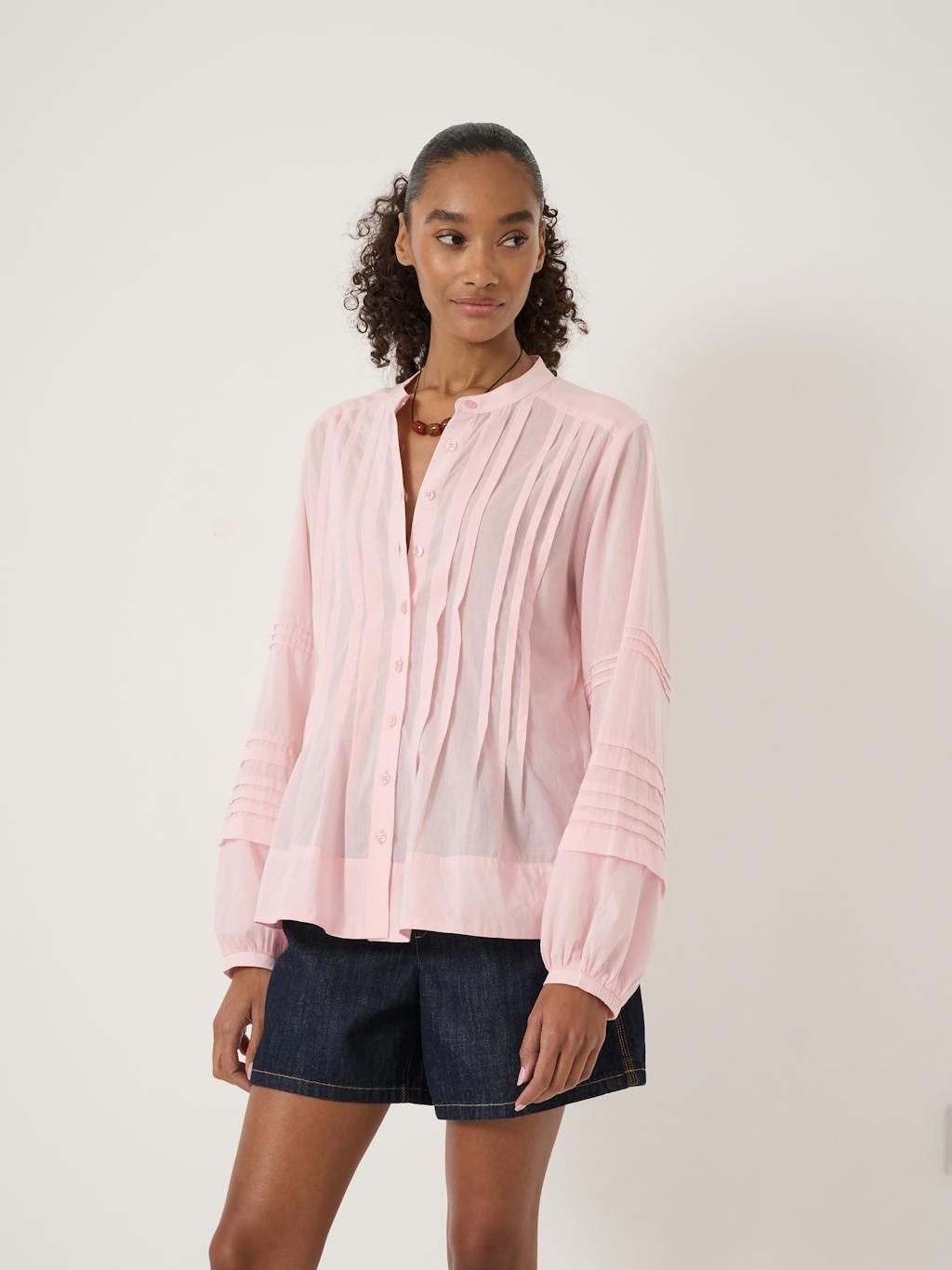 014487-1221-01 Fern Cotton Pintuck Detail Blouse