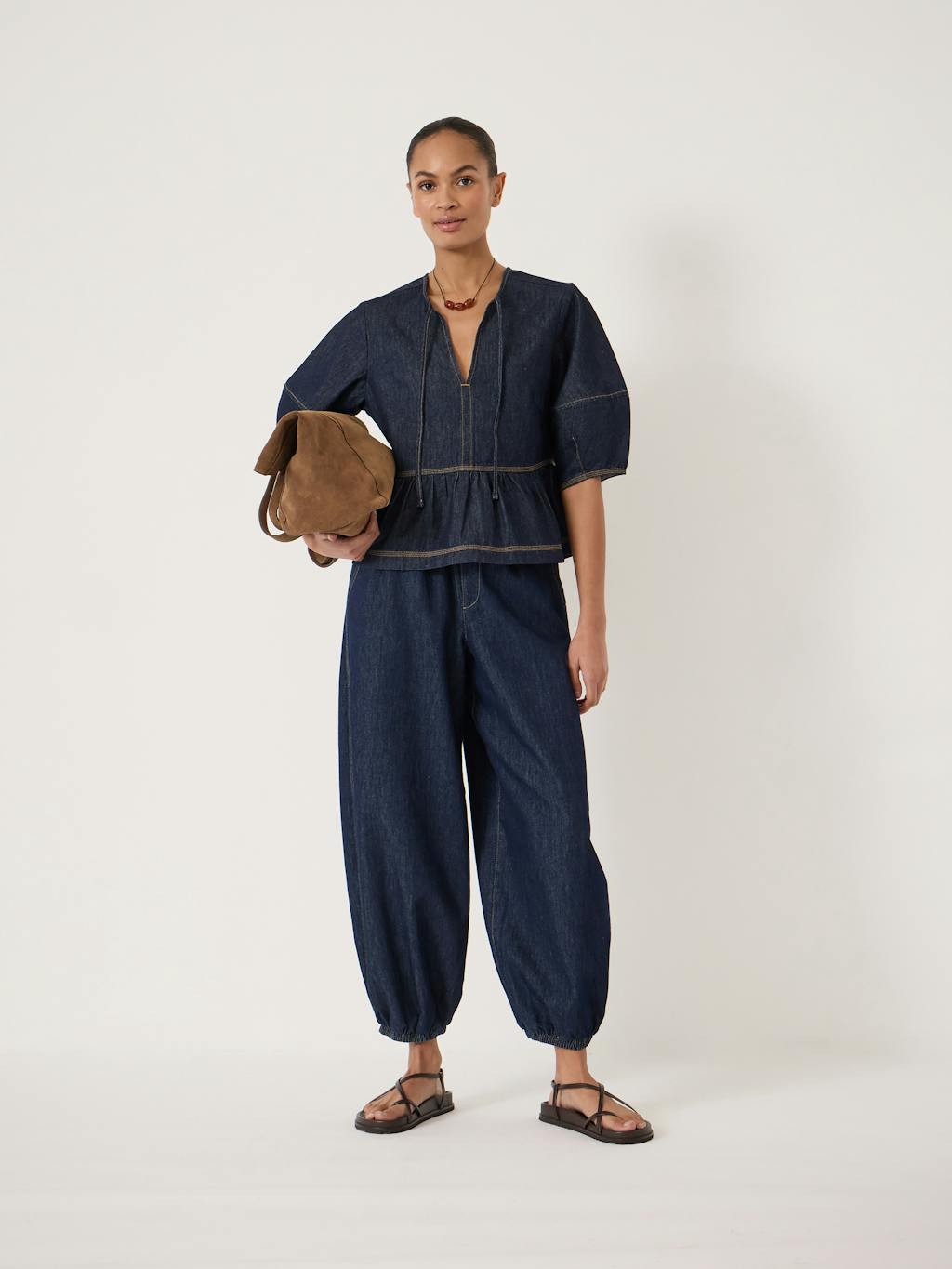 014571-4519-02 Betty Barrel Sleeve Denim Top