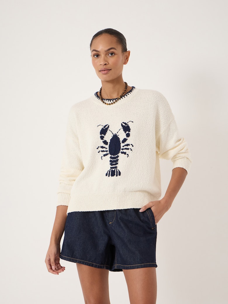 Hallie Crew Neck Lobster Graphic Knitted Jumper