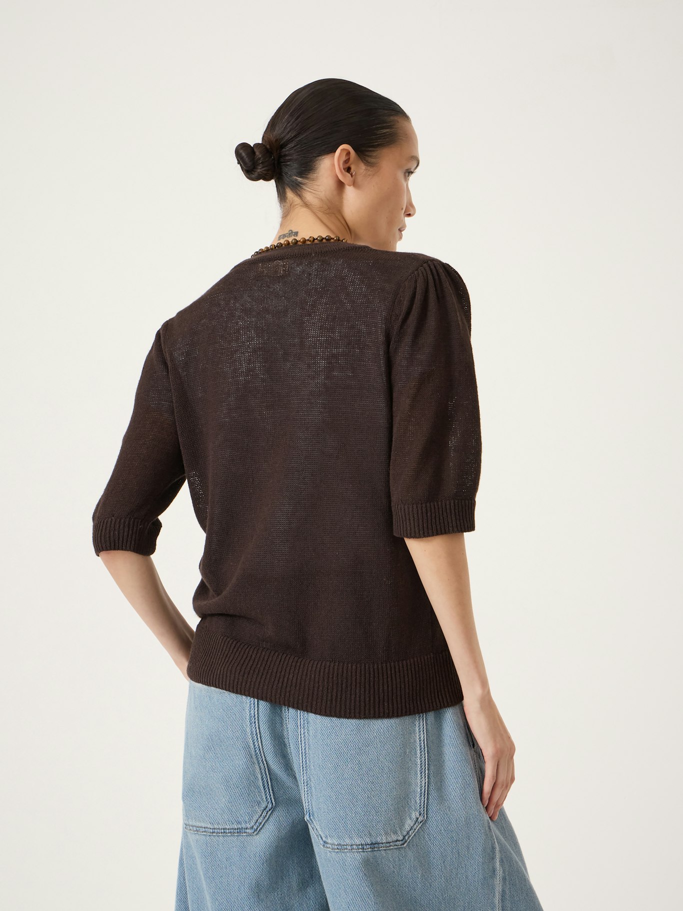 014598-0450-03 Celeste Short Sleeve Linen Blend Cardigan