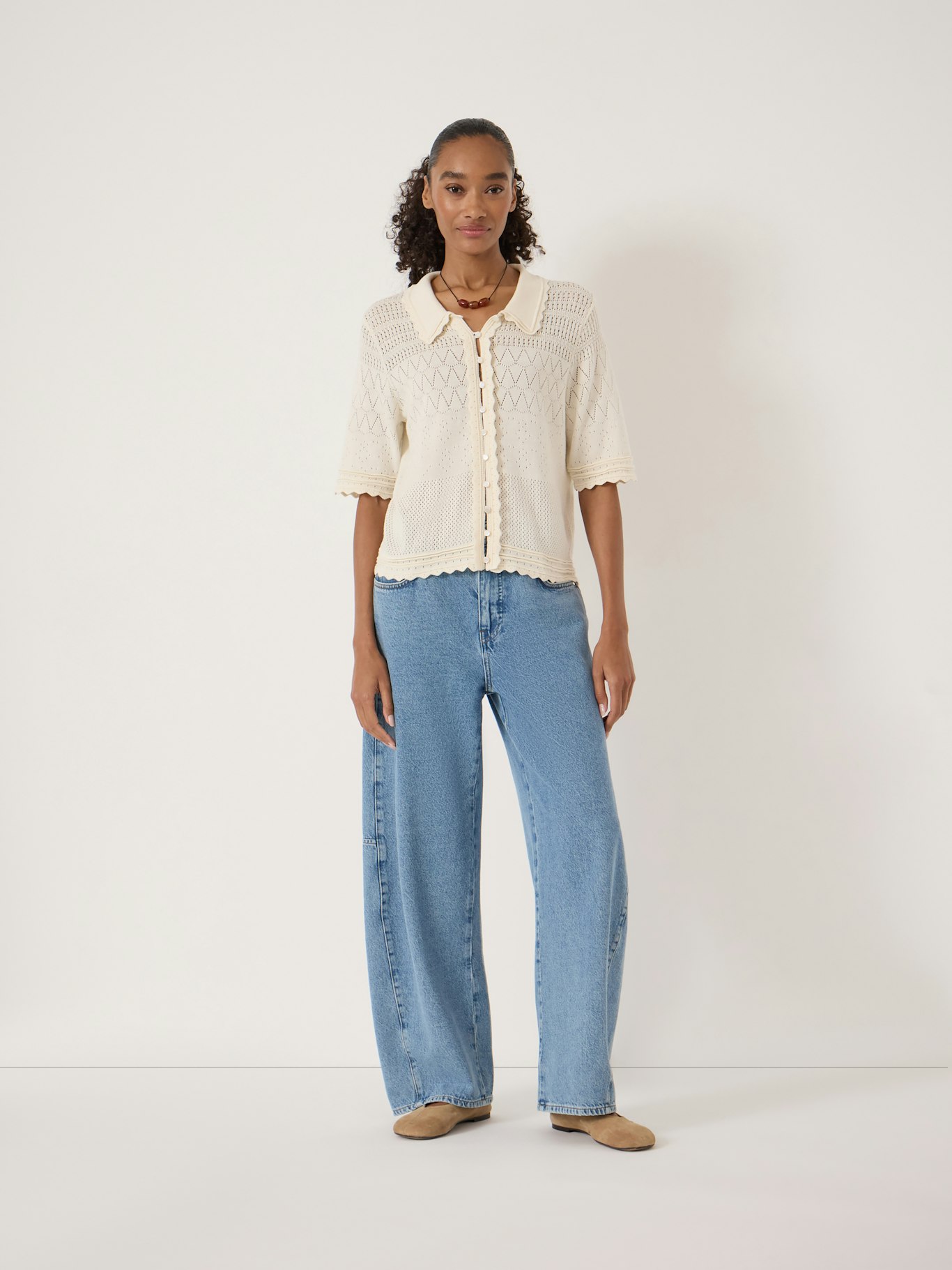 014770-0340-02 Pointelle Cotton Cardigan