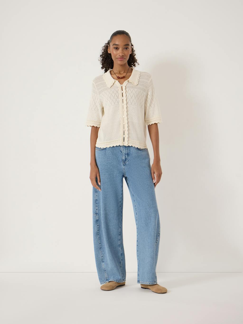 014770-0340-02 Pointelle Cotton Cardigan