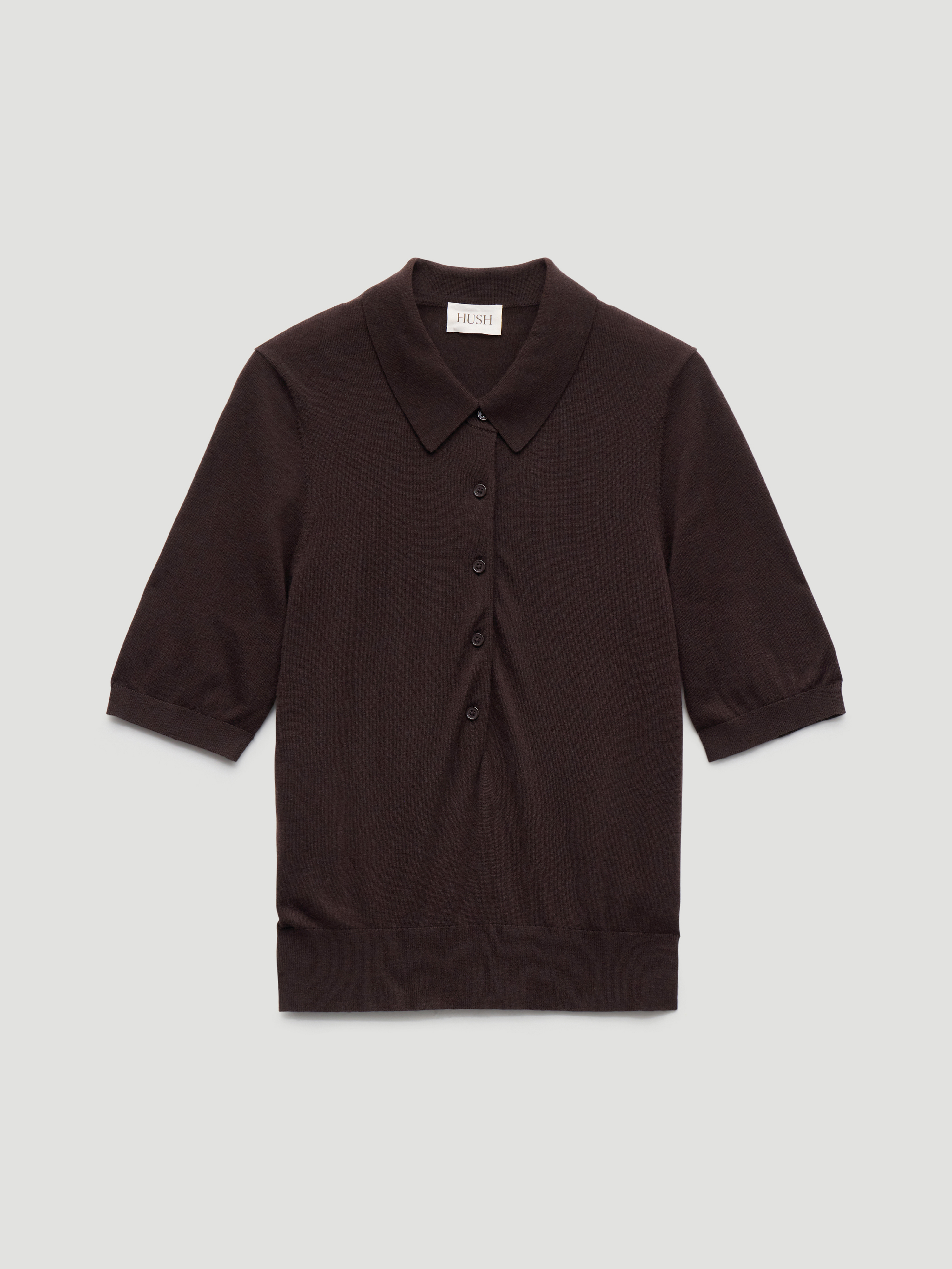 Fine Knit Short Sleeve Polo Top