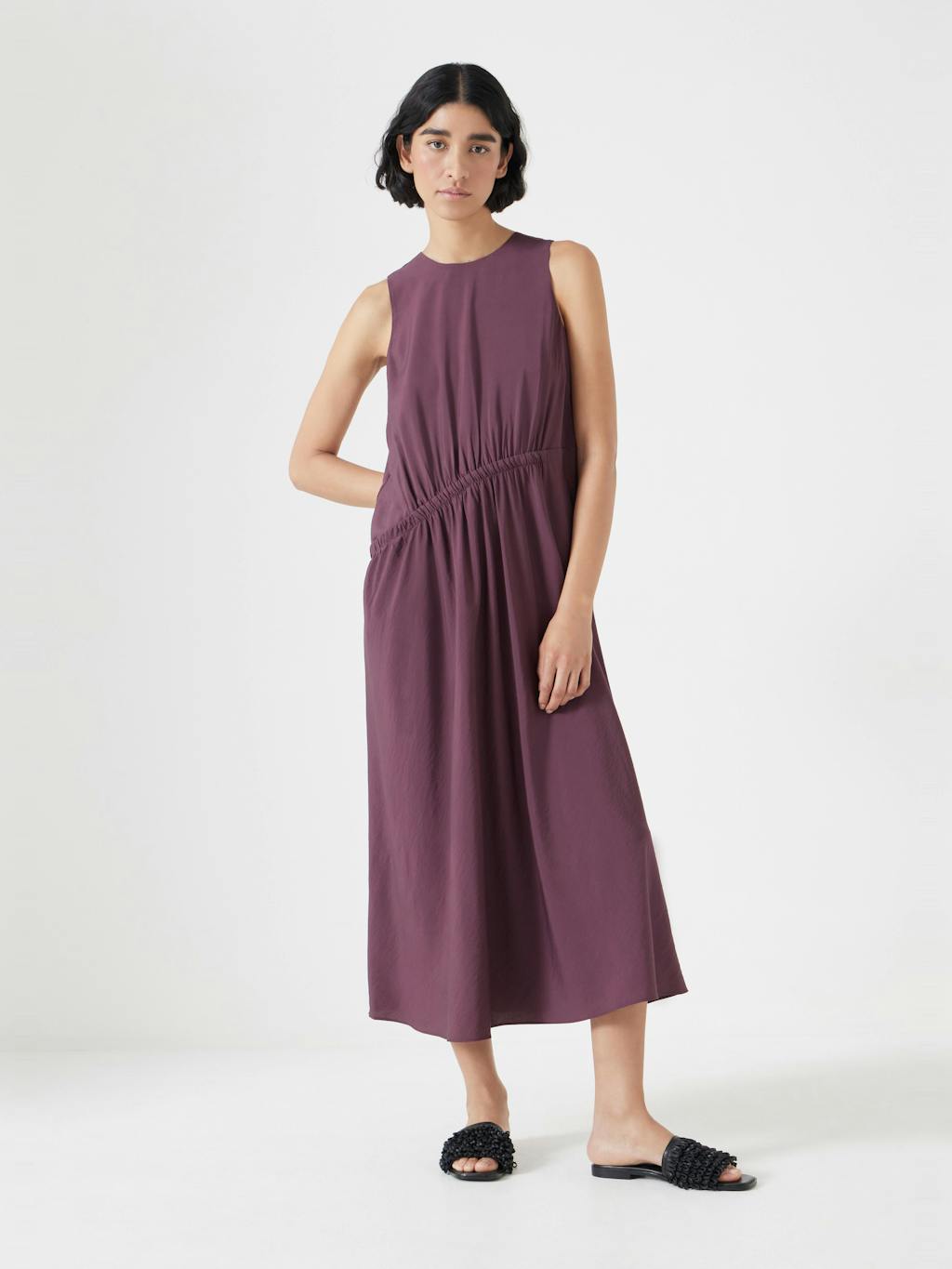 013136-1312-01 Air Flow Sleeveless Gathered Waist Midi Dress