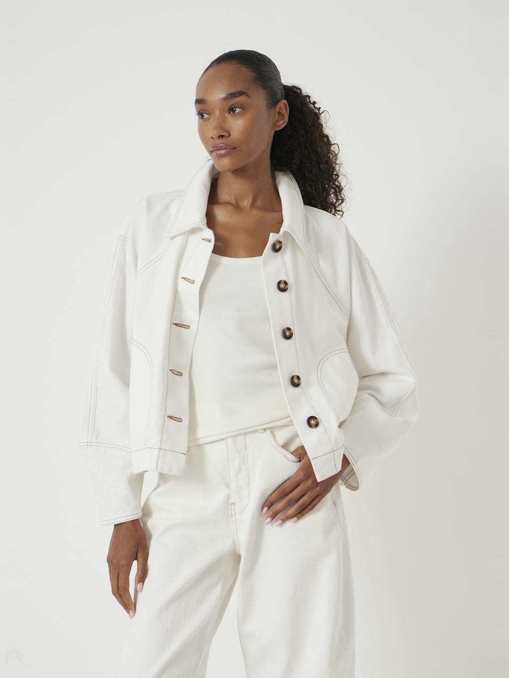 013907-0001-02 Cotton Barrel Sleeve Swing Jacket