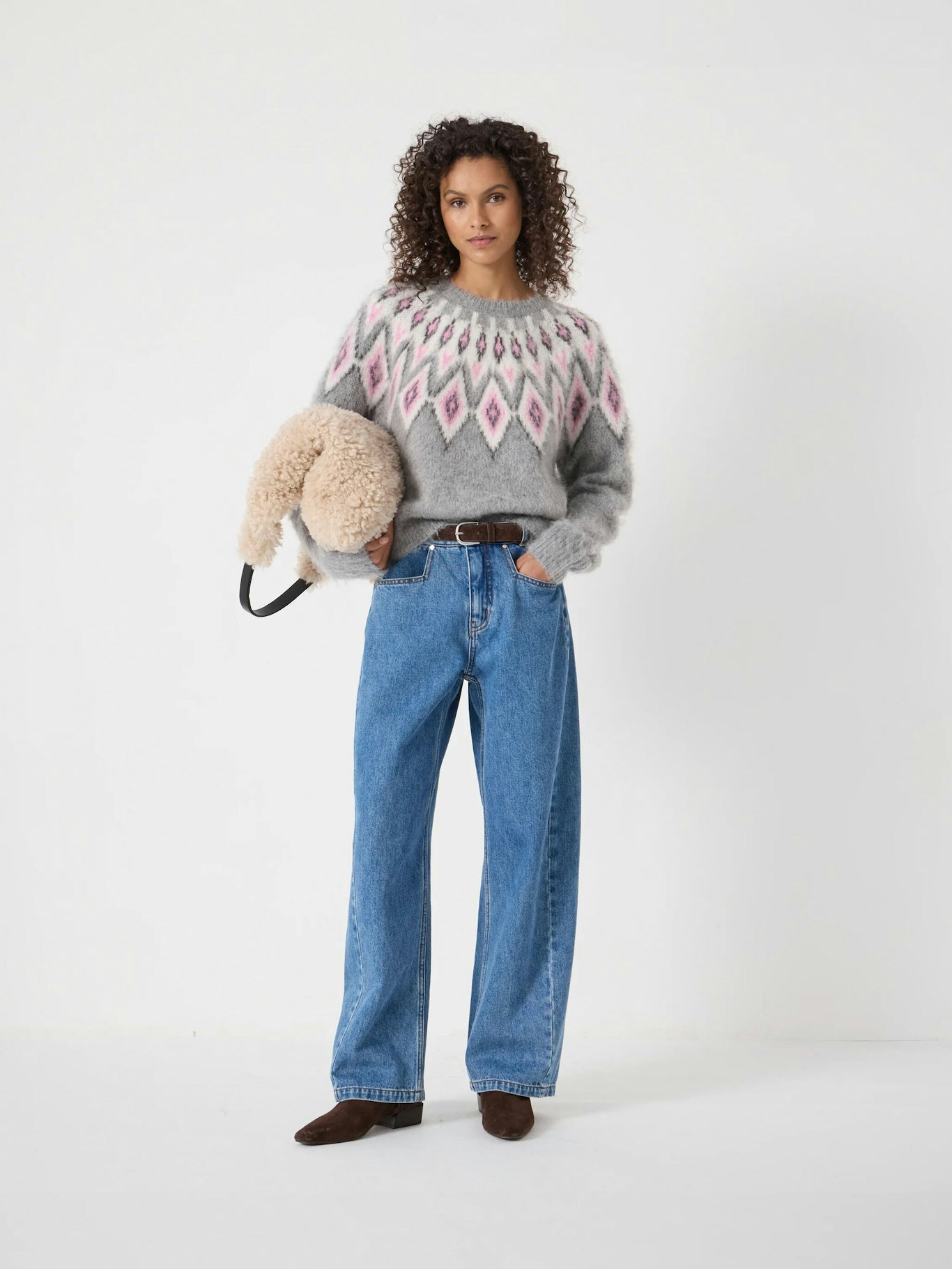 014434-2804-03 Brushed Fairisle Jumper with Mohair