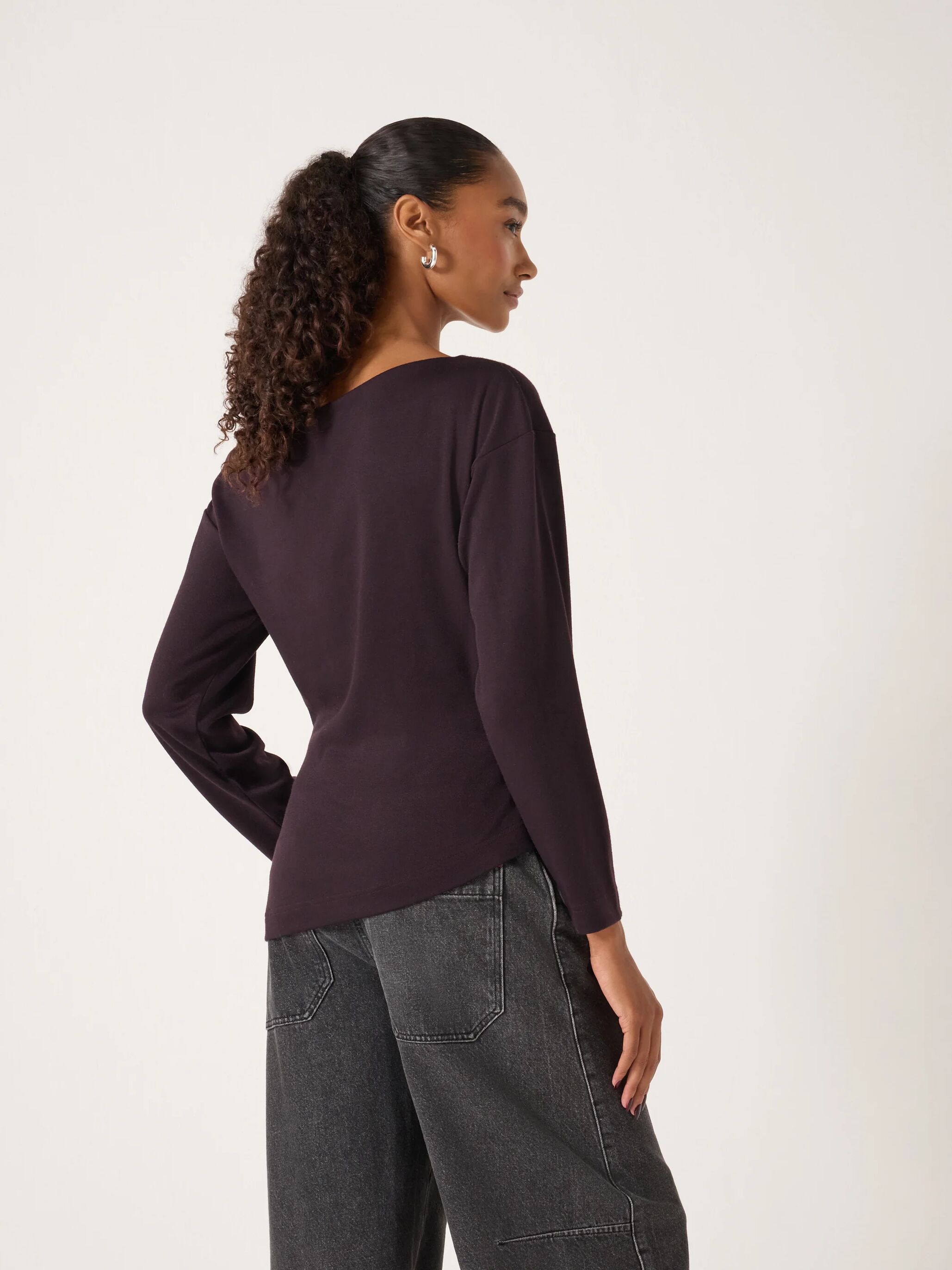 Off Shoulder Jersey Top - Burgundy Purple | Hush