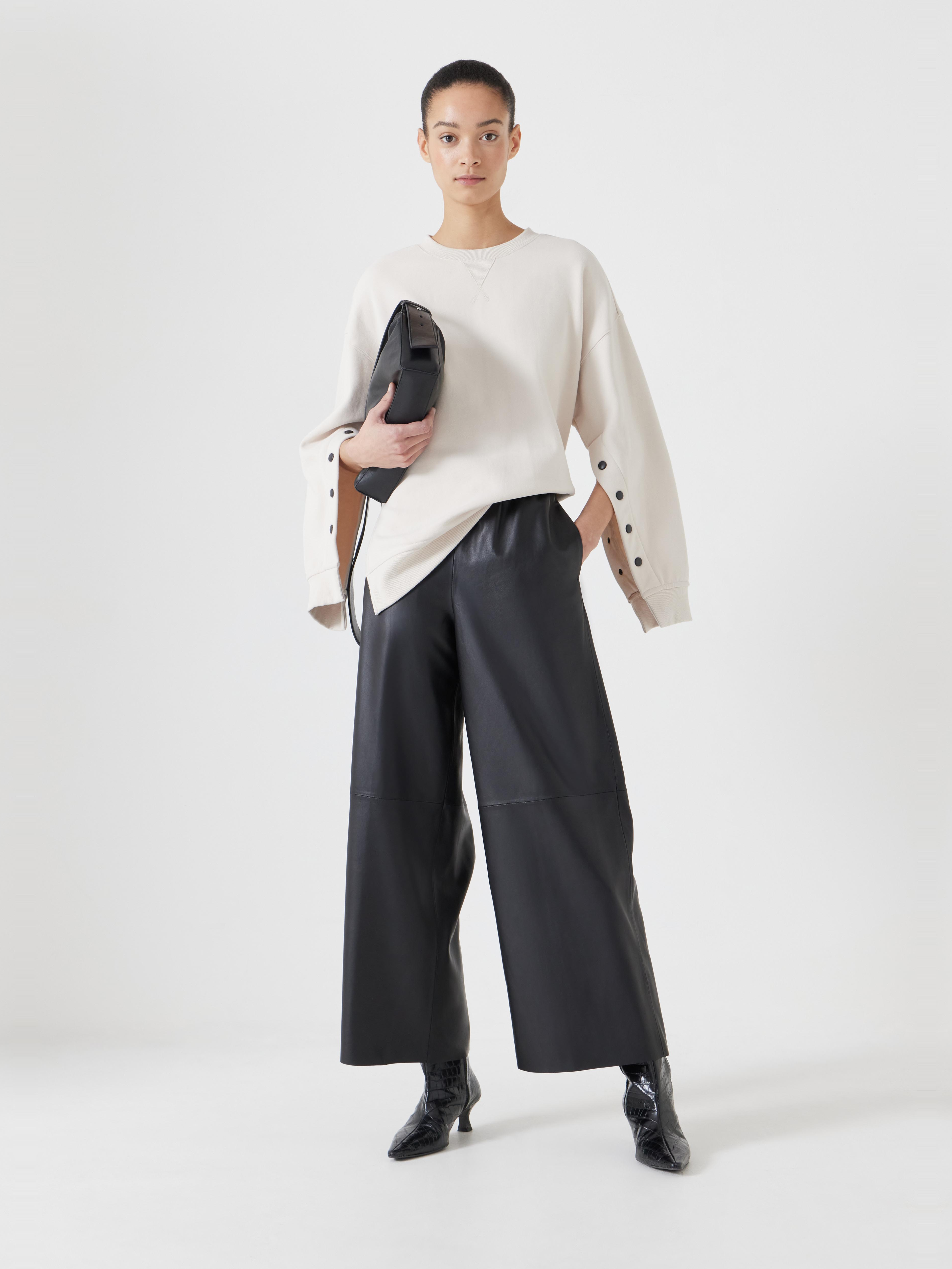 Leather Cropped Wide Leg Trousers