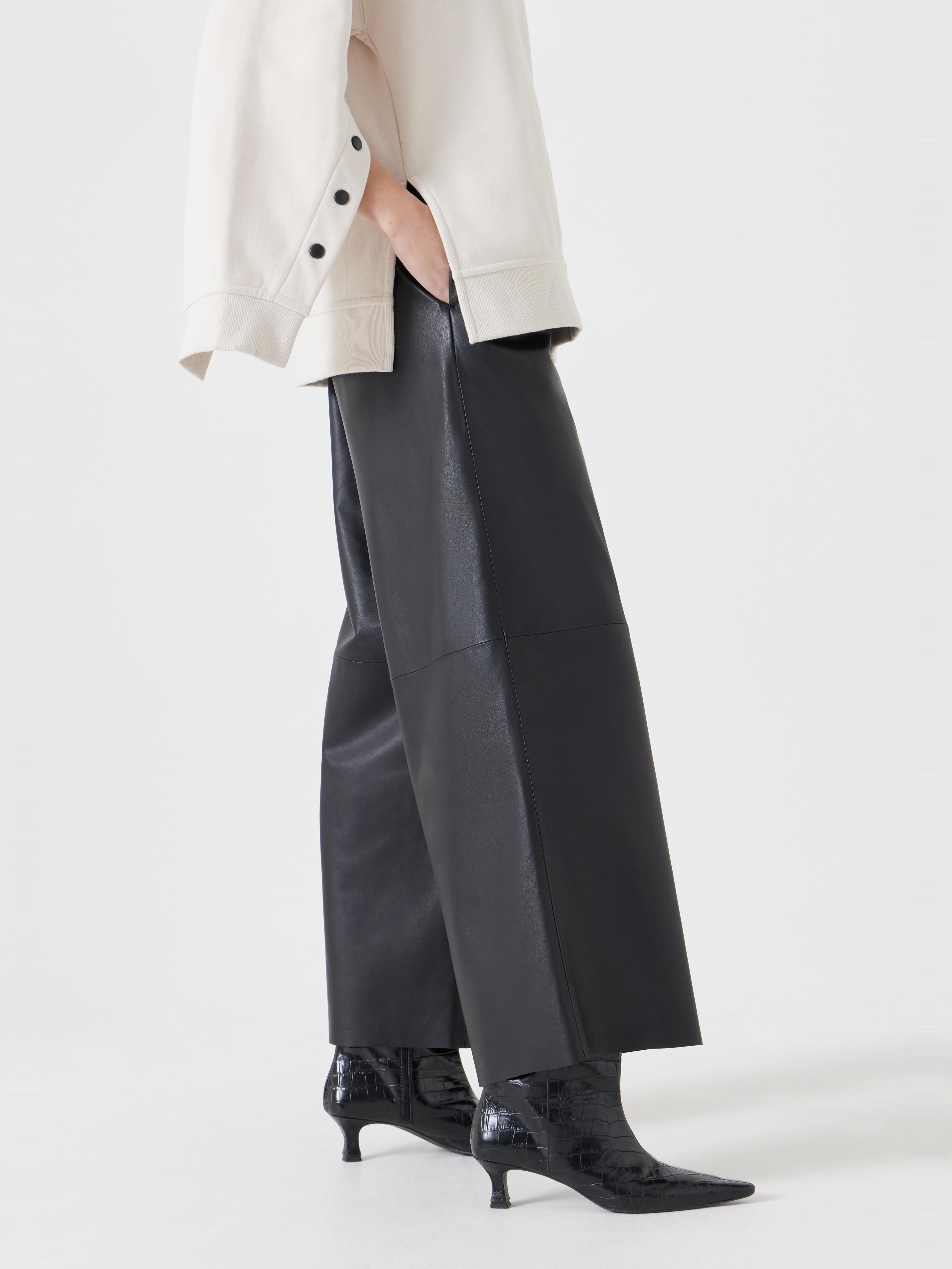 Leather Cropped Wide Leg Trousers