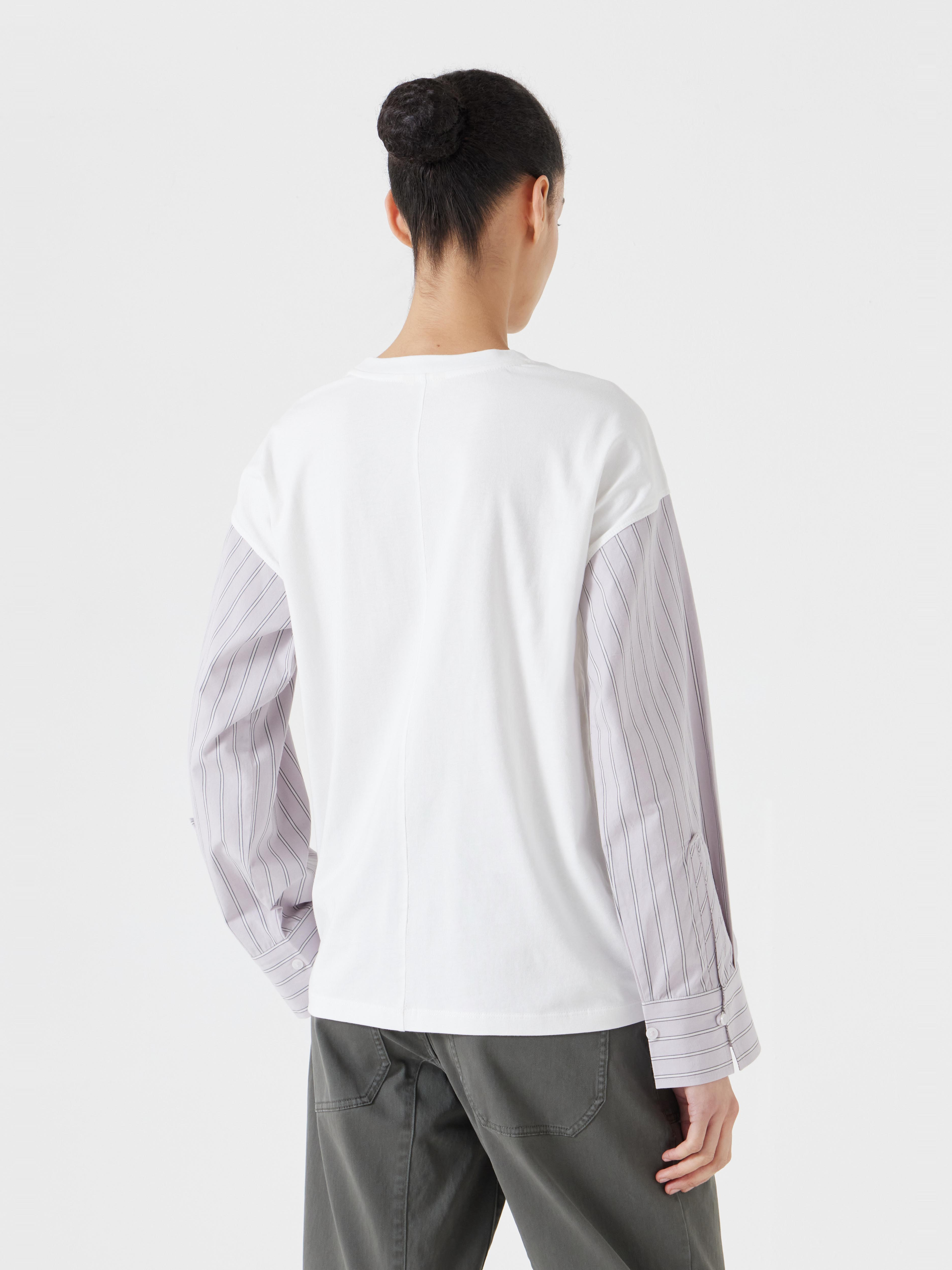 Woven Mix Long Sleeve T-Shirt | White | hush