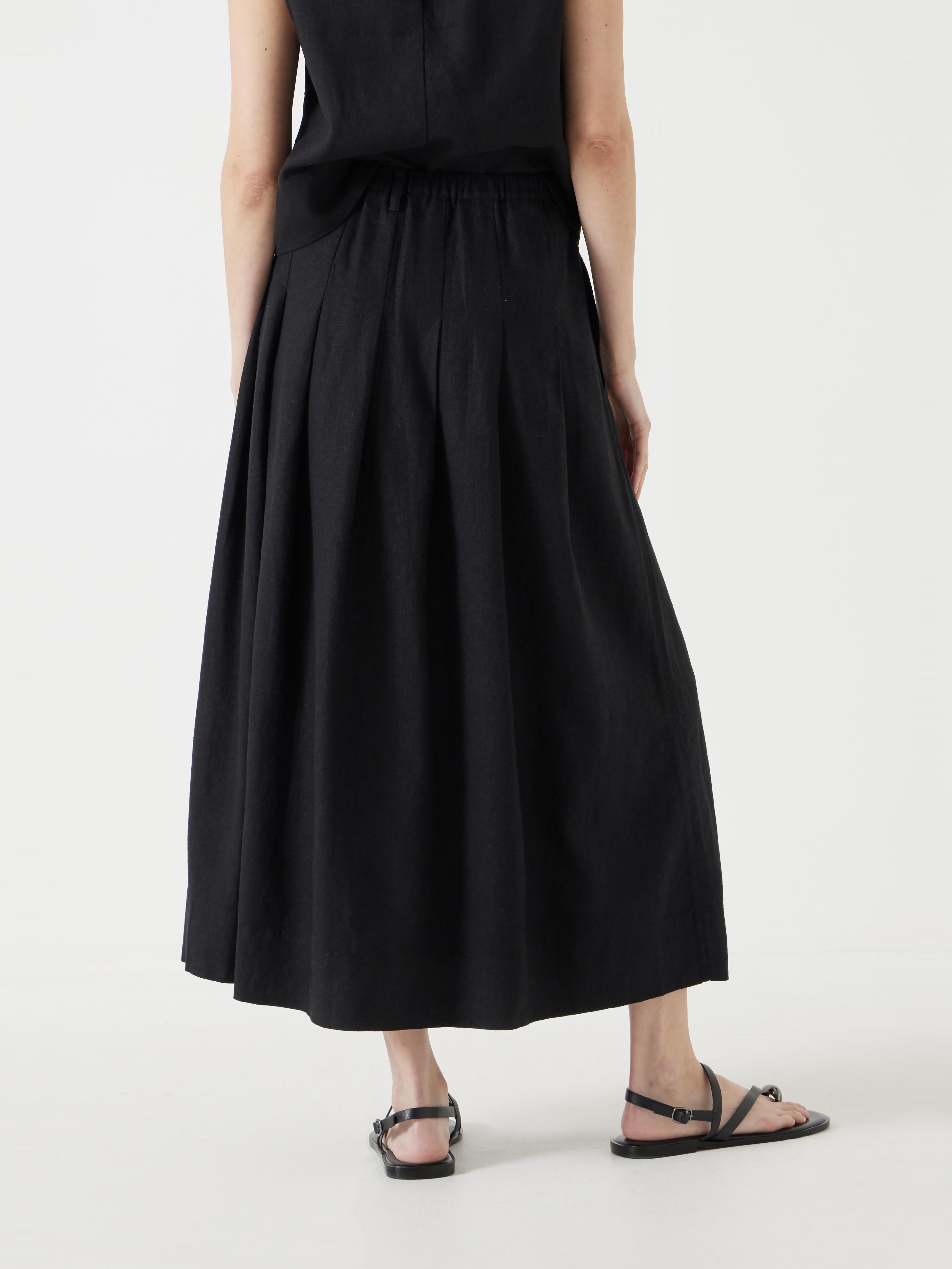 Ivy Pleated Linen Blend Midi Skirt