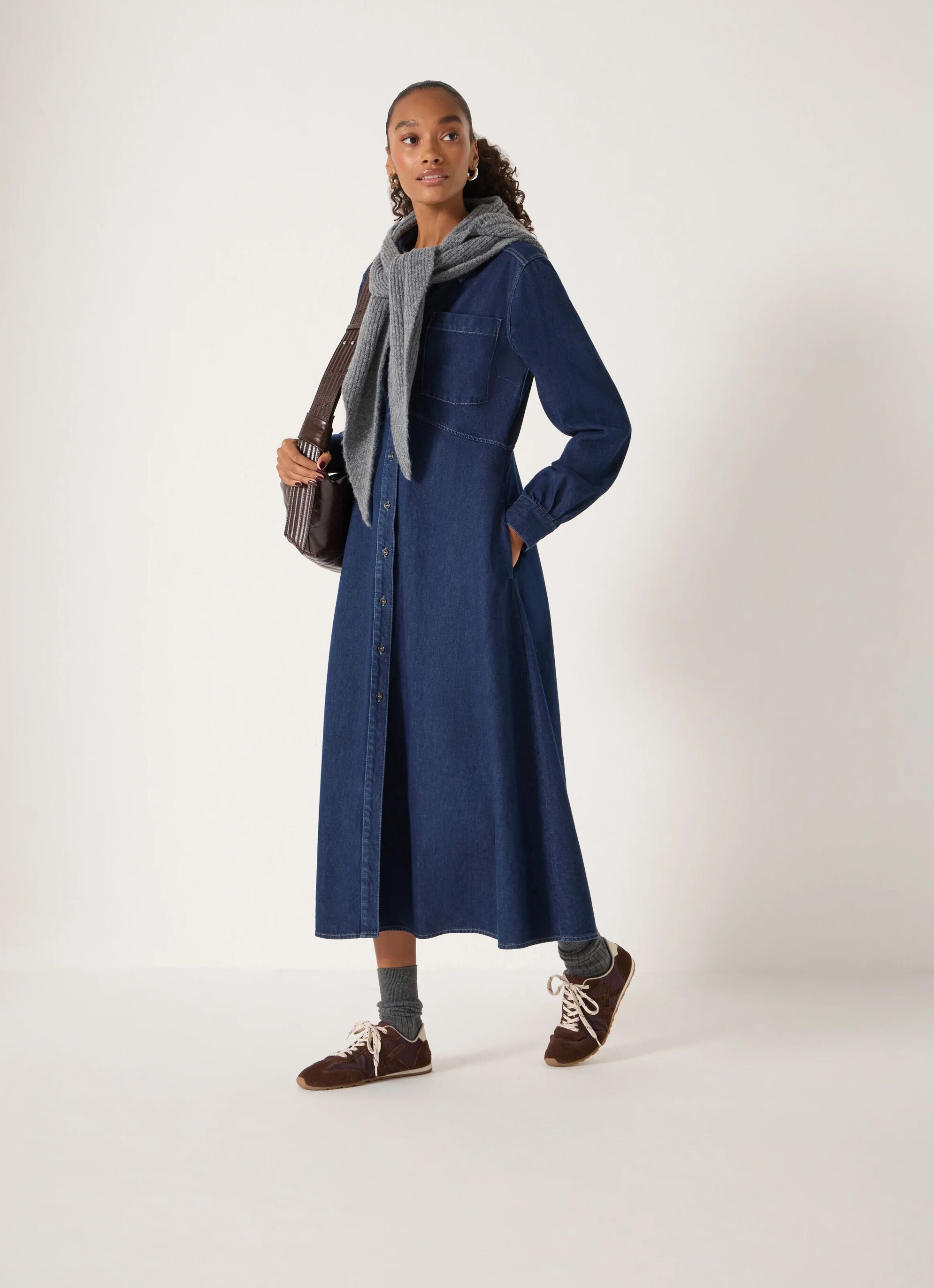 Long Sleeve Denim Shirt Dress