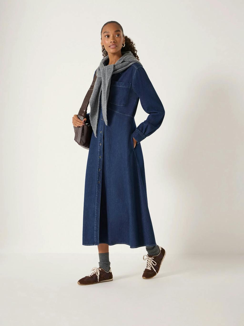 014043-4519-01 Long Sleeve Denim Shirt Dress