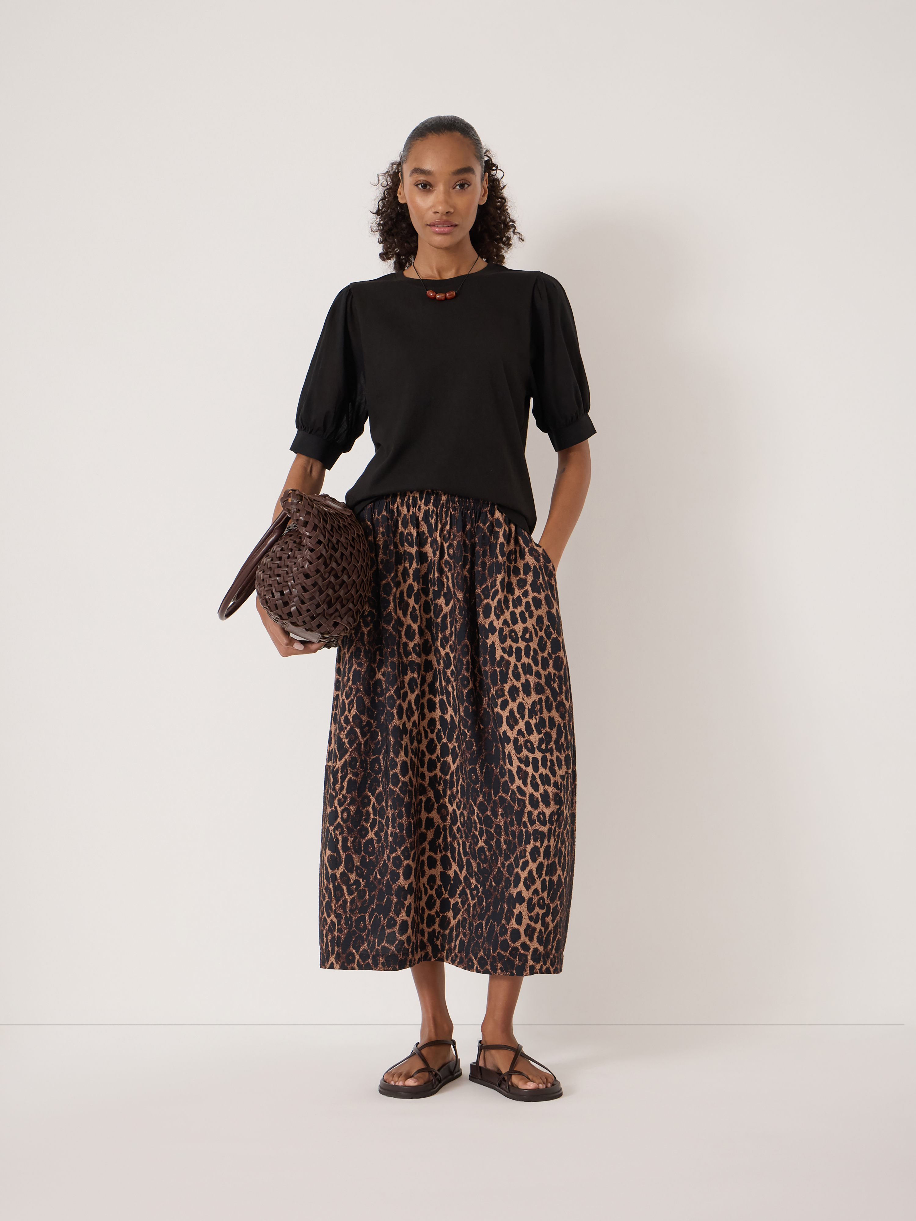 Talia Cotton Woven Puff Sleeve T-Shirt