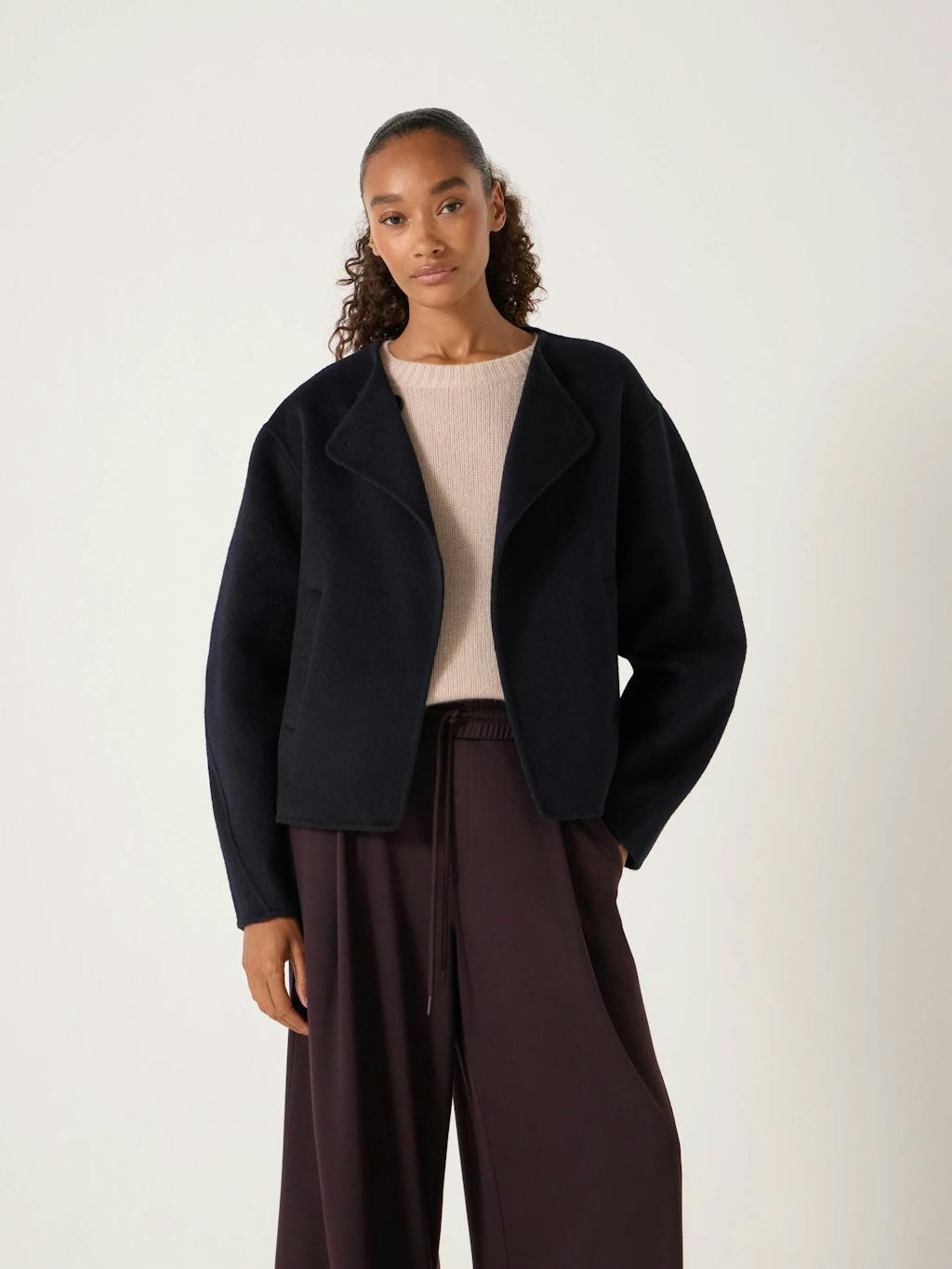 014278-1677-02 Pure Wool Double Faced Collarless Jacket
