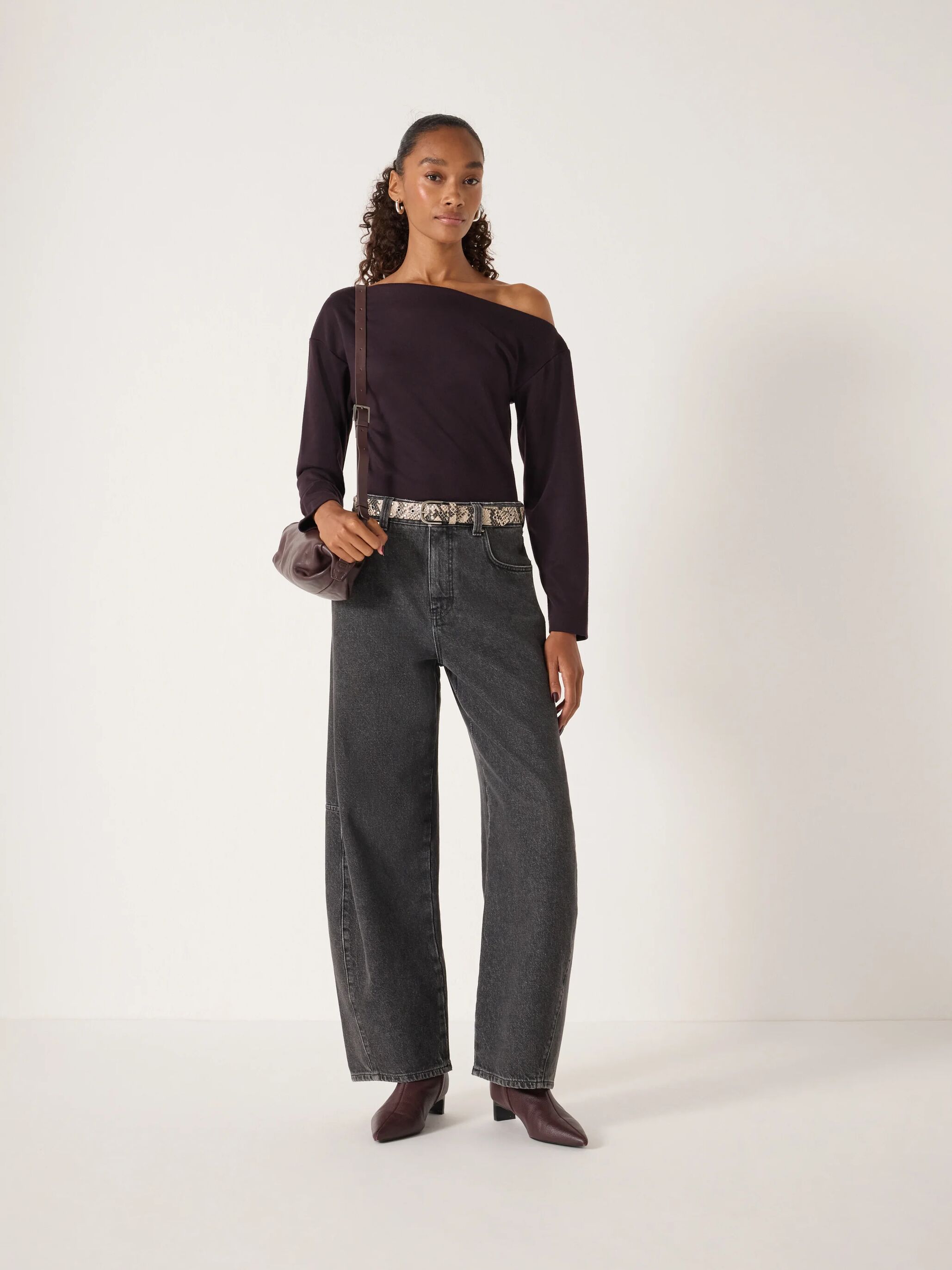 Off Shoulder Jersey Top | Burgundy Purple | hush