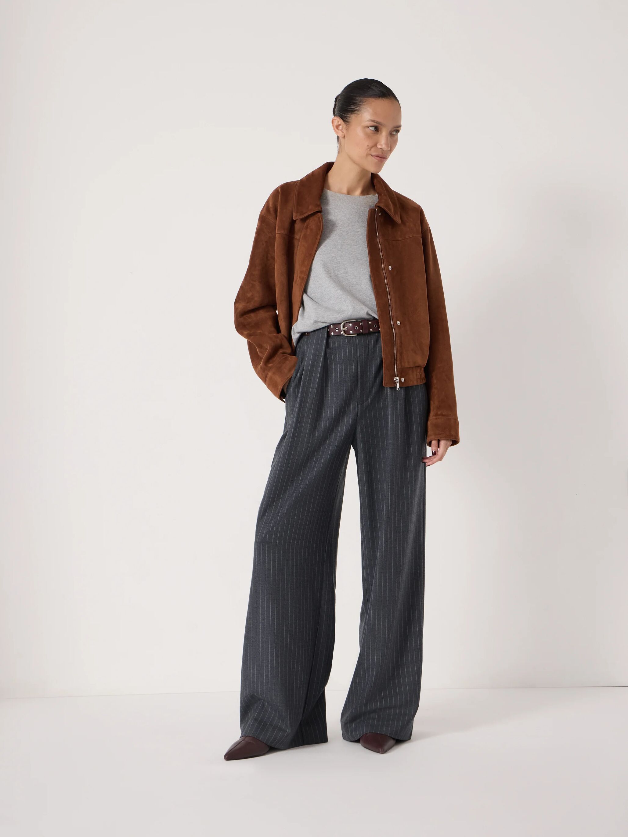 Adena Pinstripe Wide Leg Trousers