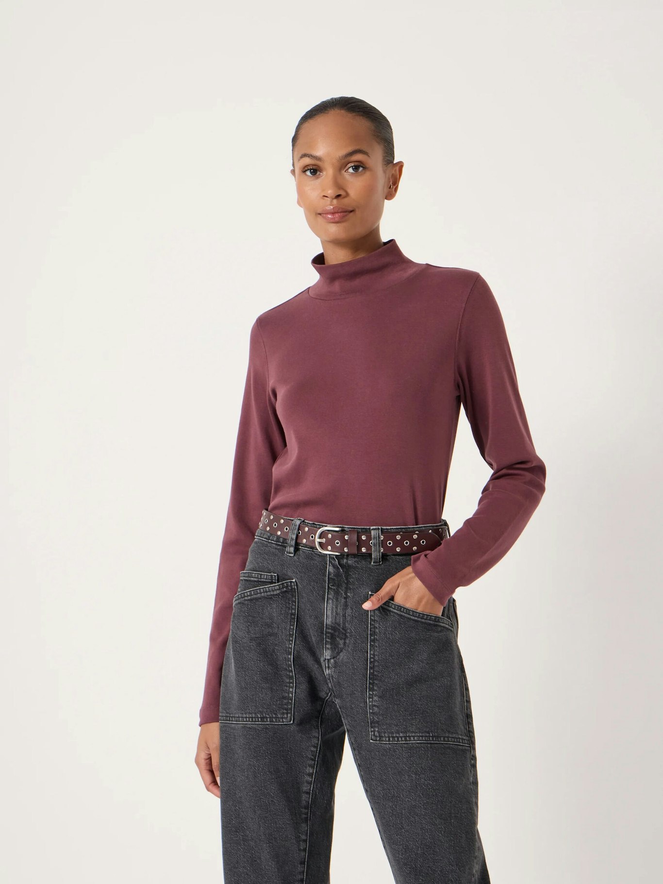 014216-1410-01 Rue High Neck Cotton Midweight Jersey Top