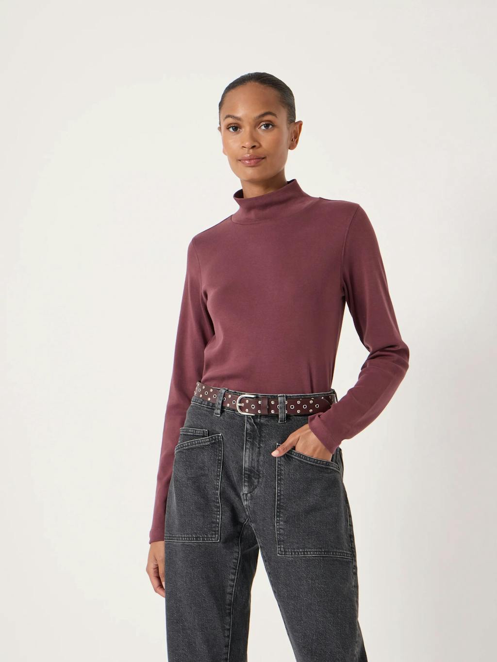 014216-1410-01 Rue High Neck Cotton Midweight Jersey Top