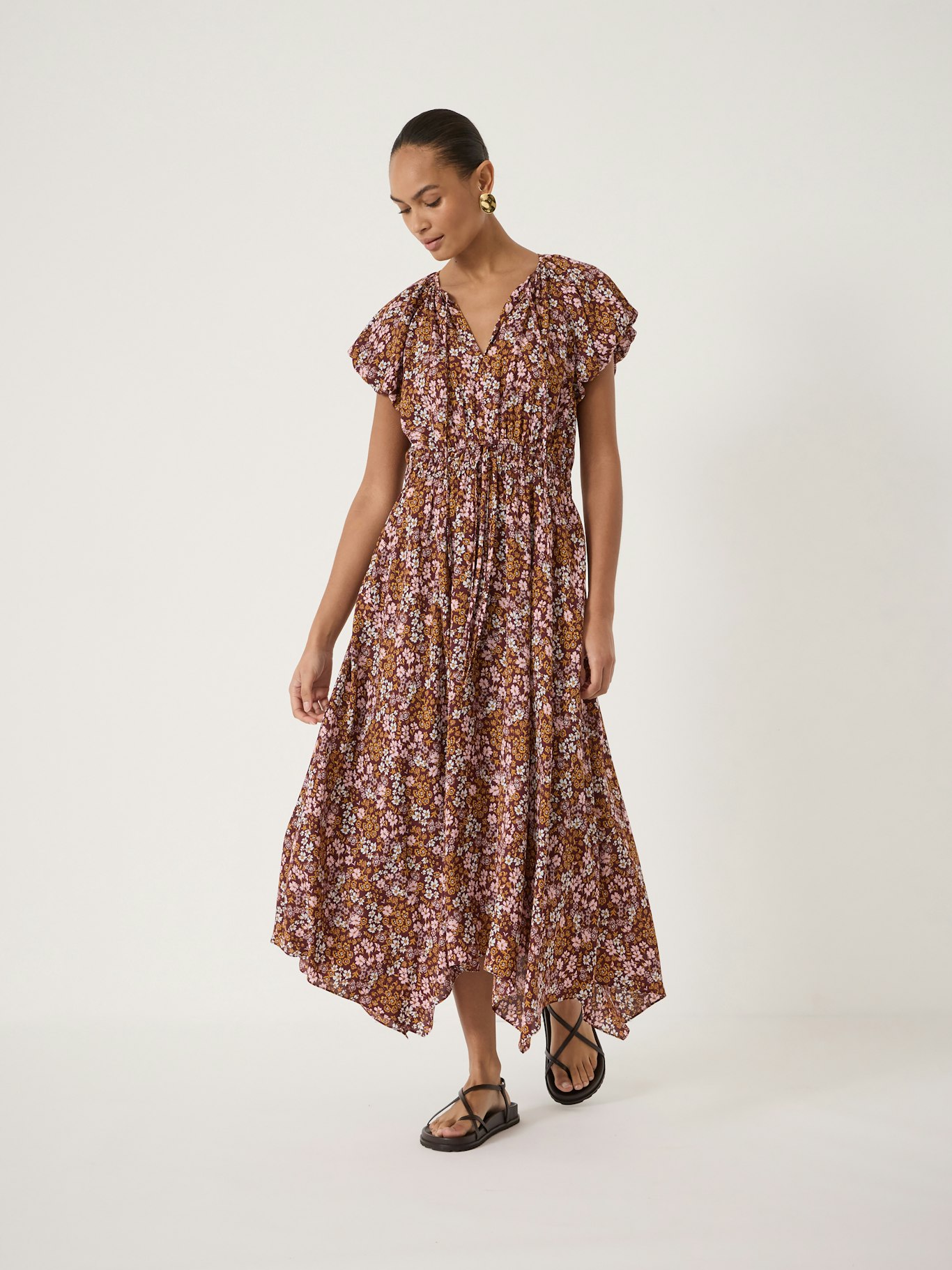 014565-4894-04 Zuri Short Bubble Sleeve Printed Dress
