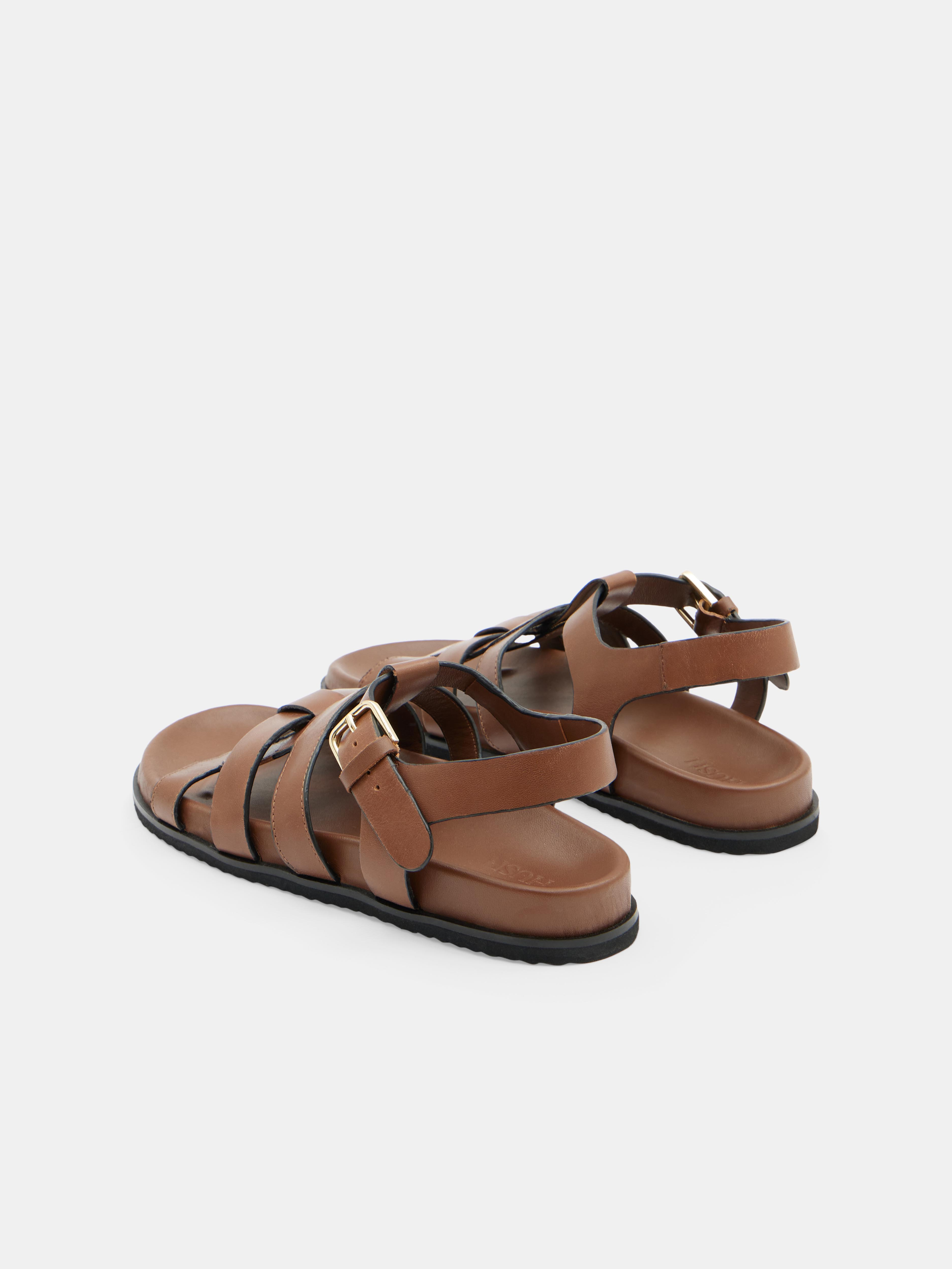 Rose Leather Cage Sandals