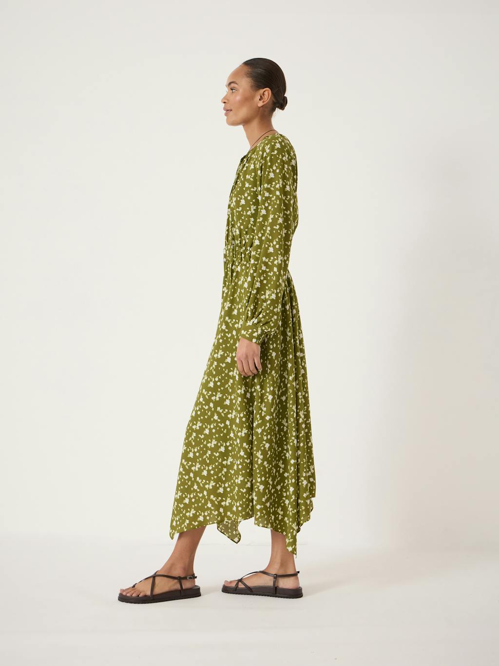 014250-4897-02 Odelia Printed Long Sleeve Chiffon Dress