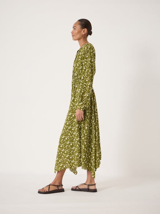 Odelia Printed Long Sleeve Chiffon Dress