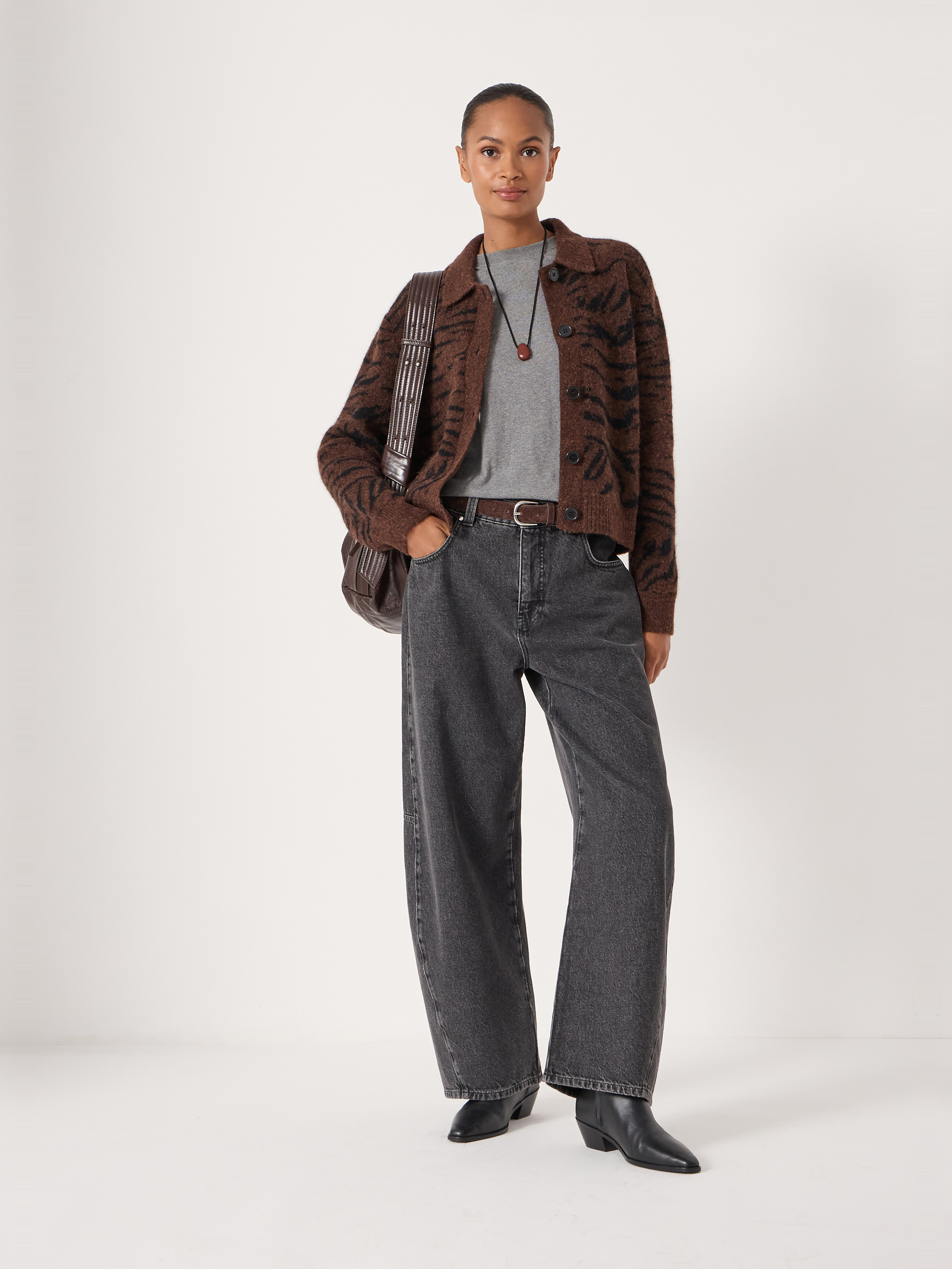 Wool Blend Tiger Jacquard Shirt Jacket