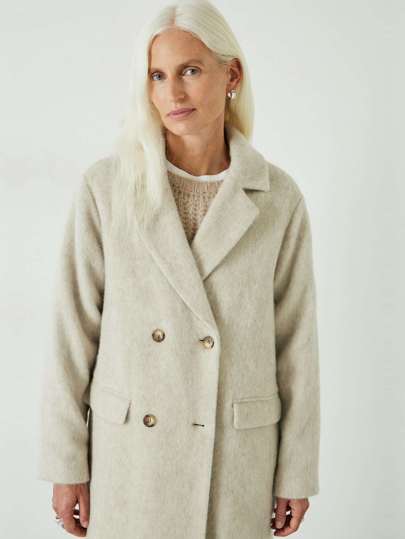 009911-0013-04 Scout Double Breasted Textured Wool Oversized Coat
